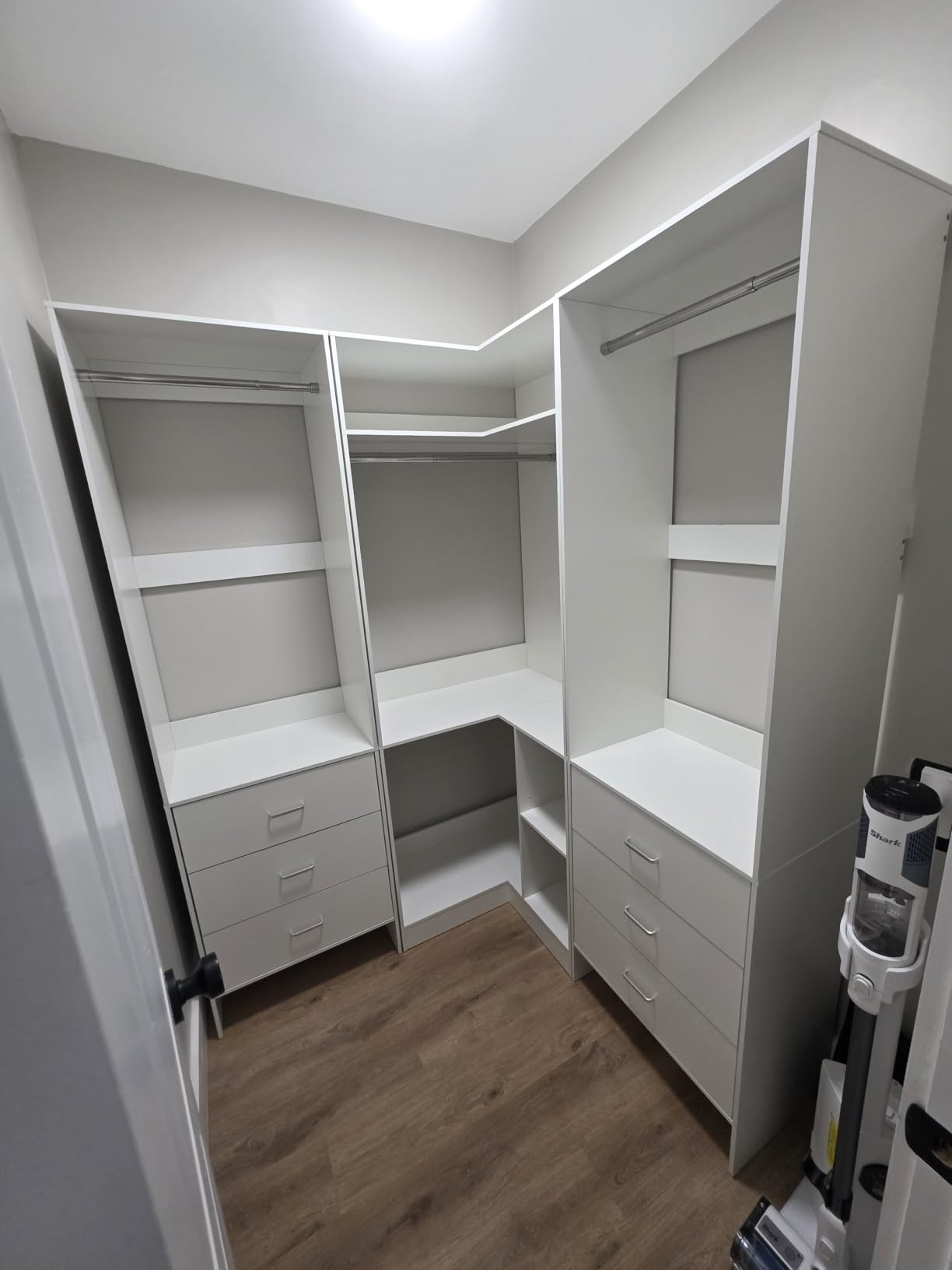 Aheaplus Closet System with 6 Drawers, 4 Hanging Rods & Corner Tower, Corner Closet System with Hanging,92.6