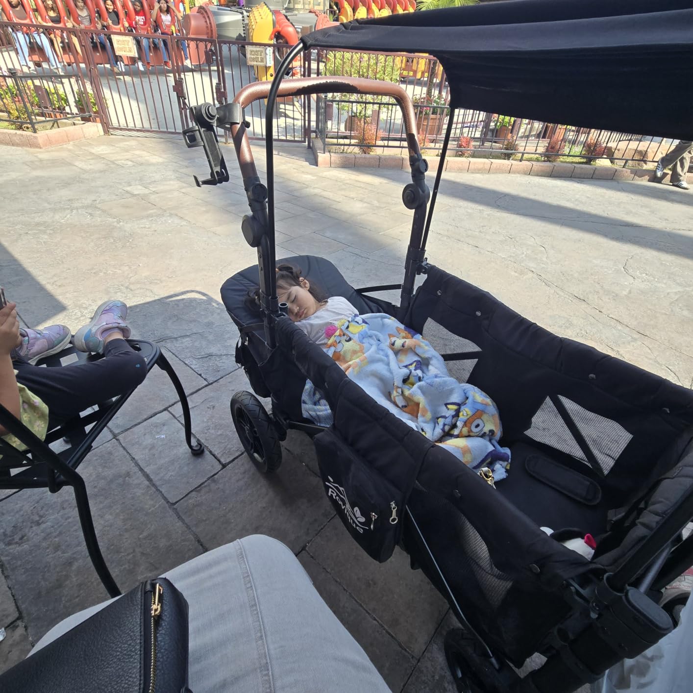 Rovique Wagon Stroller for 2 Kids, Premium Wagon for Kids with Removable Canopy, Snack Tray, Convertible Baby Bassinet, 5-Point Safety Harness, All-Terrain PU Wheels & Adjustable Push/Pull Handle, Grey customer photo 1
