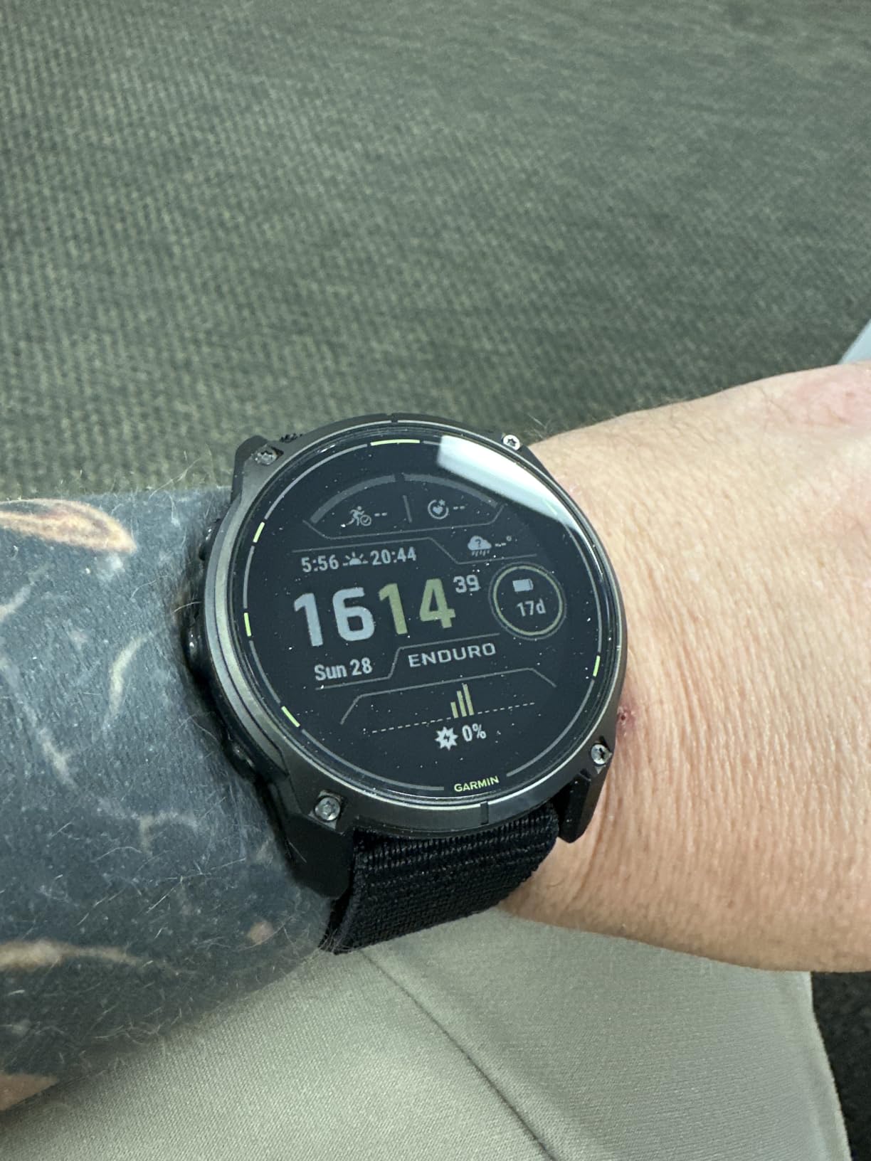 Garmin Enduro 3 GPS Smartwatch 51mm Solar Sapphire, Ultra Battery Life, Mapping, Built-in LED Flashlight, Carbon Gray DLC Titanium, Black UltraFit Nylon Strap (Renewed) customer photo 1