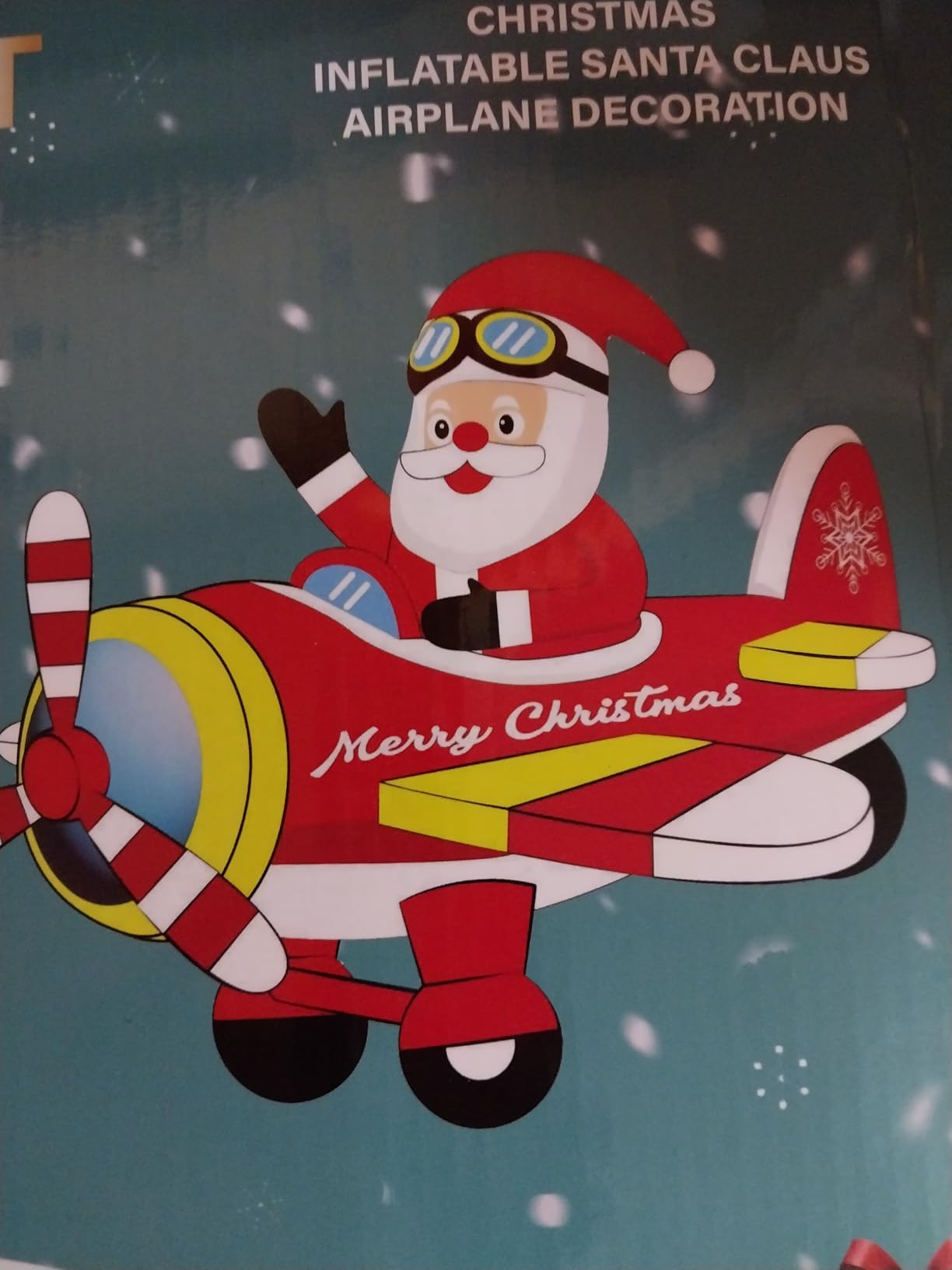 8 FT Christmas Inflatable Decorations,Santa Claus on Flying Animated Airplane with Poweful Blower,Outdoor Xmas Blow Up Decorations,Built-in Bright LED Lights for Indoor Outdoor,Lawn,New Year Gifts customer photo 1