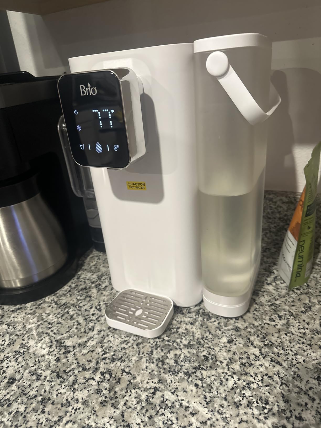 Brio SIMPL Countertop Water Dispenser, 3 Stage Water Filter & Adjustable Instant Hot Water | Easy Access Refillable 2.5L Tank | Tall 8.5