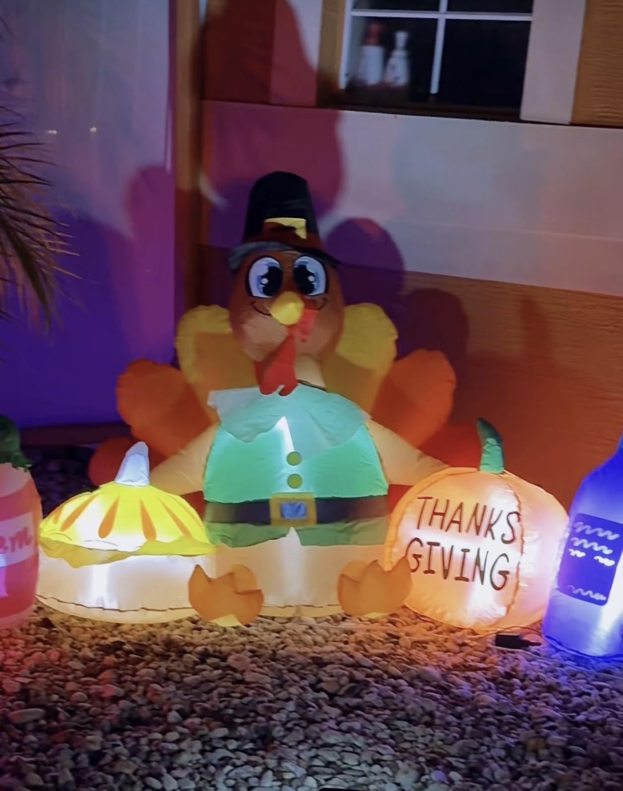 8FT Thanksgiving Inflatables Outdoor Decoration Inflatable Turkey Pumpkin, Built in LED Lights Blow Up Yard Decorations for Fall Holiday Party Garden Lawn Decor customer photo 1