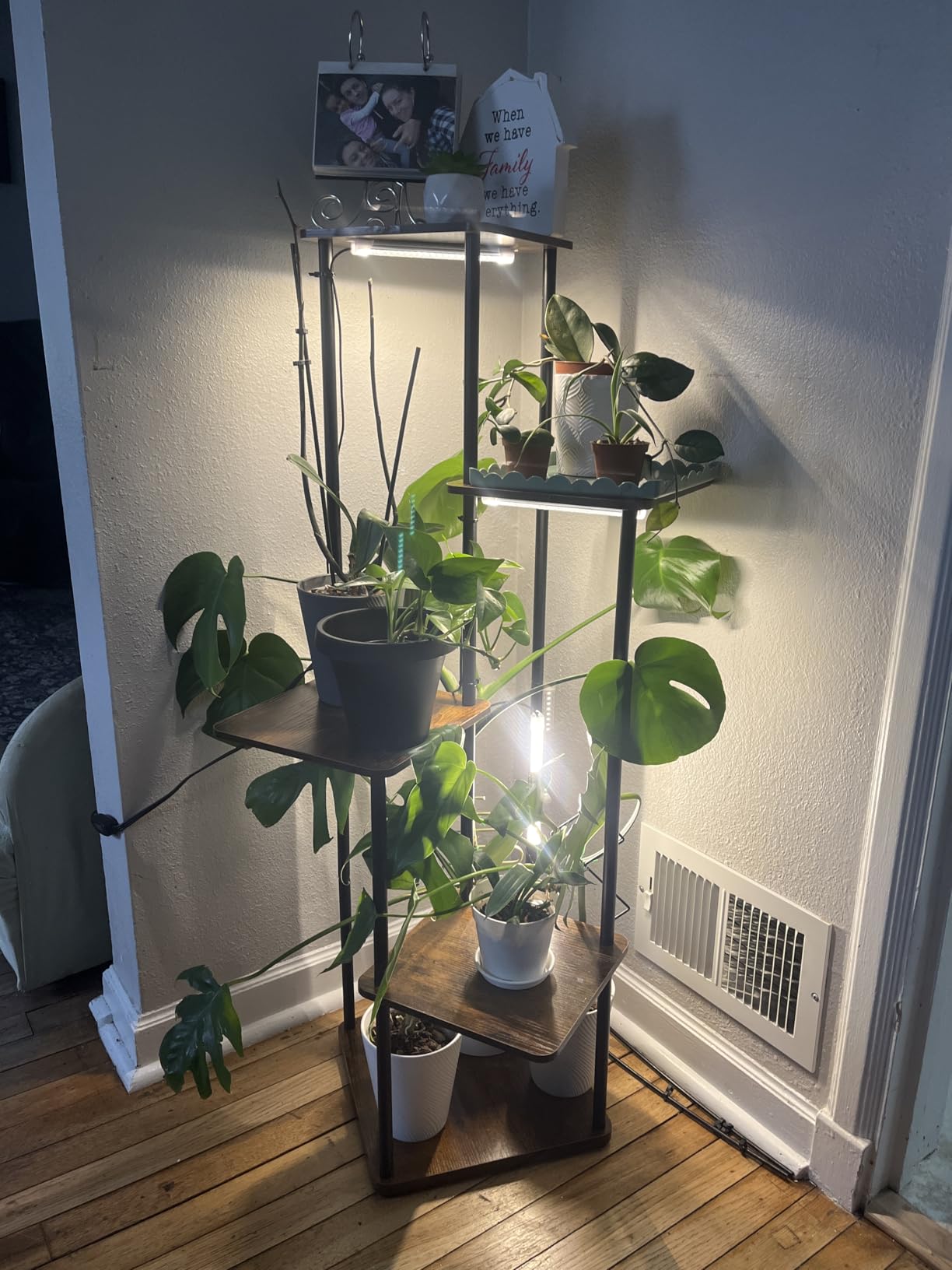 Bamworld Tall Plant Stand Indoor with Grow Light Corner Plant Stand for Indoor Plants 5 Tier Metal Wood Plant Shelf with Grow Lights for Living Room Bedroom Patio Garden Balcony Decor customer photo 2