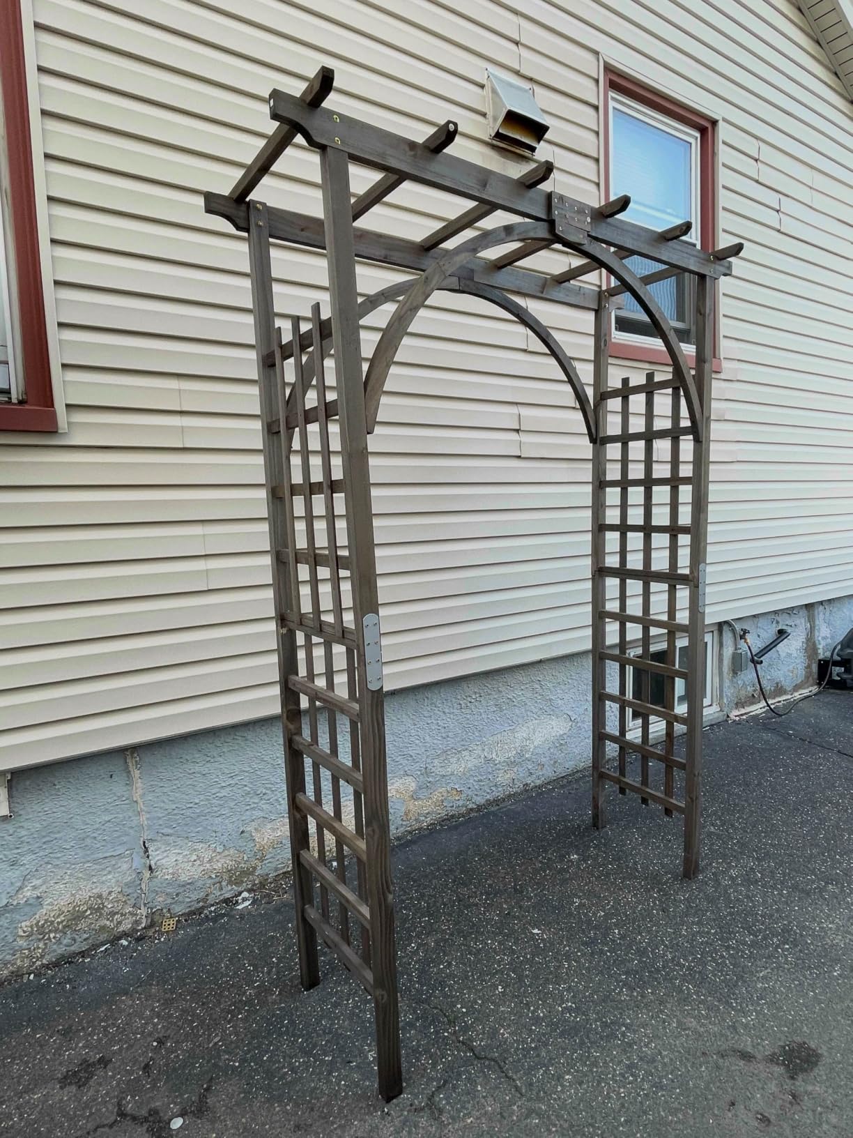 Giantex 7.5FT Wood Garden Arbor Trellis, Wooden Wedding Arch for Ceremony | Outdoor Archway Pergola for Climbing Plants, Pathway, Yard, Garden Party Decoration, Easy Assembly customer photo 1