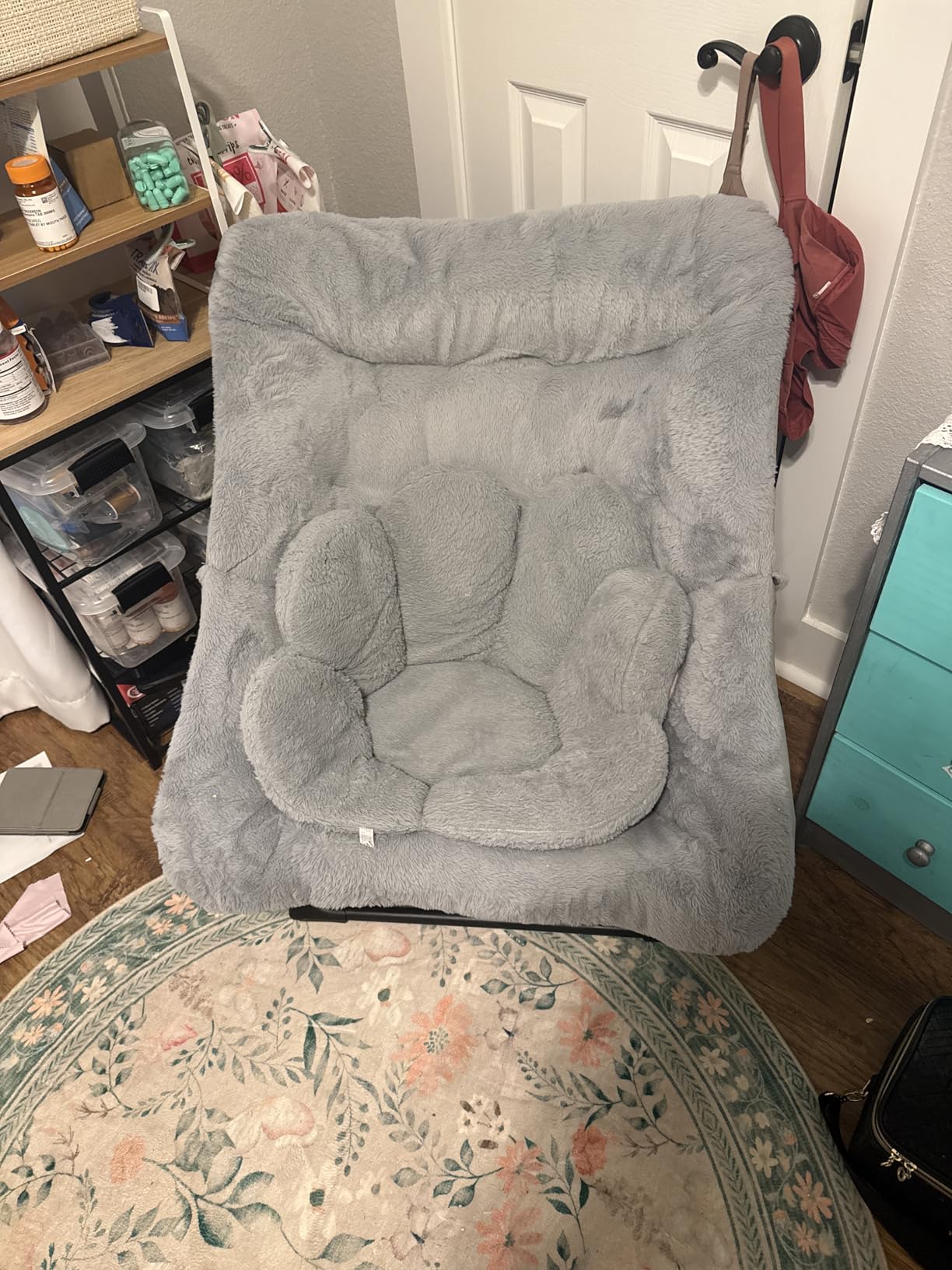 Comfy Saucer Chair for Adults, Soft Faux Fur Bedroom Chair, Accent Dorm Chairs, Flexible Living Room Reading Chairs, Oversized Folding Seat for Teens, X-Large, Grey customer photo 2