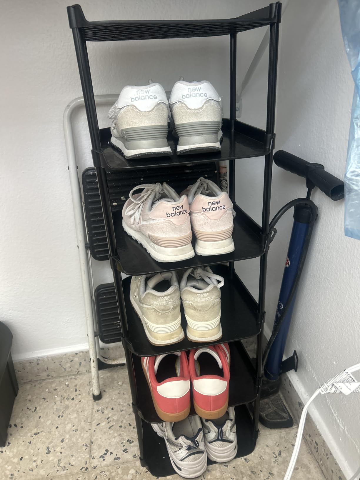 6 Tier Vertical Narrow Shoe Rack, Stackable Tall Skinny Shoerack, Compact Single Shoes Storage Tower for Slim Space, Corner Plastic Shelves, for Hallways, Entryway, Bedrooms Organizer, Black customer photo 2