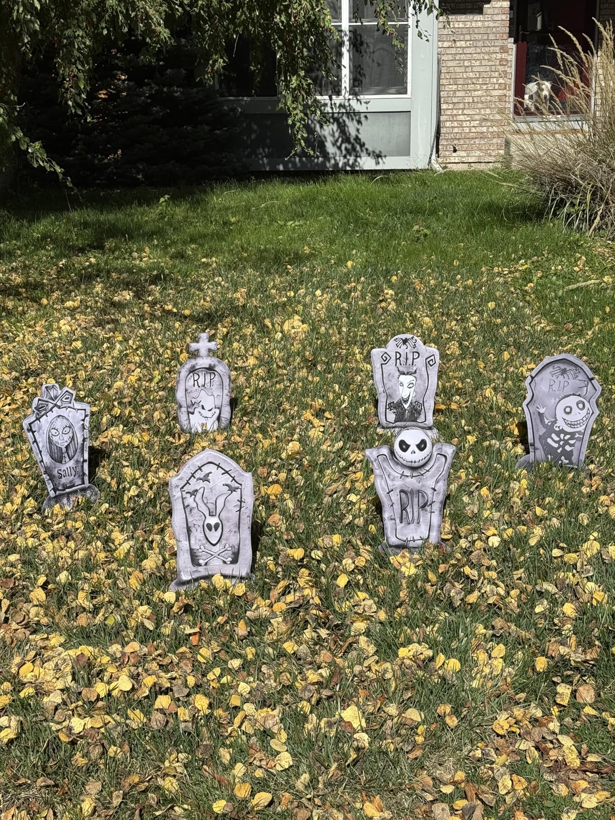 17Inch Halloween Yard Signs Tombstones Decorations Outdoor Graveyard | Nightmare Before Holiday Christmas Inspired,Spooky Halloween Gravestones with Stakes Outdoor Decoration Displays for Party customer photo 1