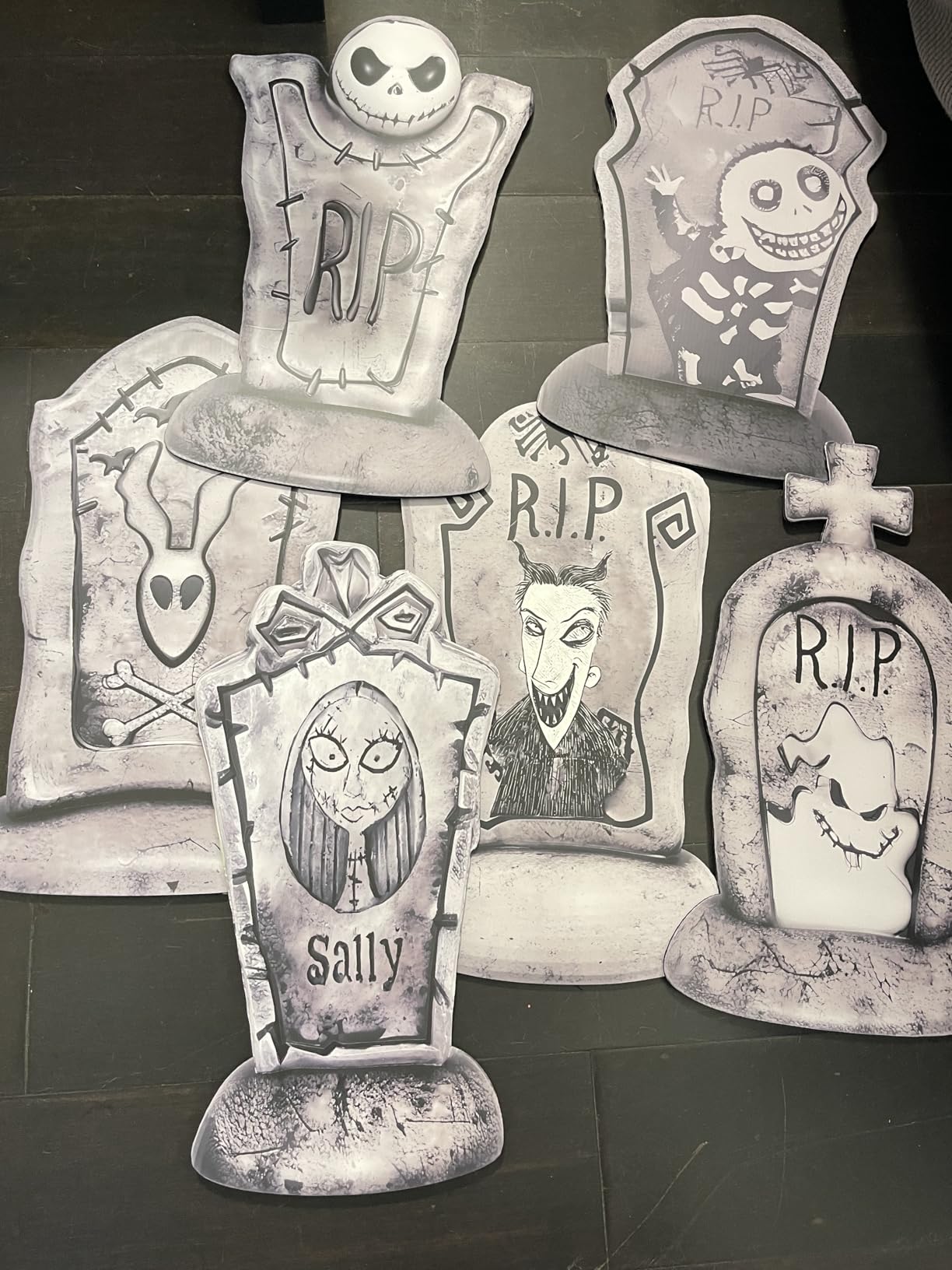 17Inch Halloween Yard Signs Tombstones Decorations Outdoor Graveyard | Nightmare Before Holiday Christmas Inspired,Spooky Halloween Gravestones with Stakes Outdoor Decoration Displays for Party customer photo 2