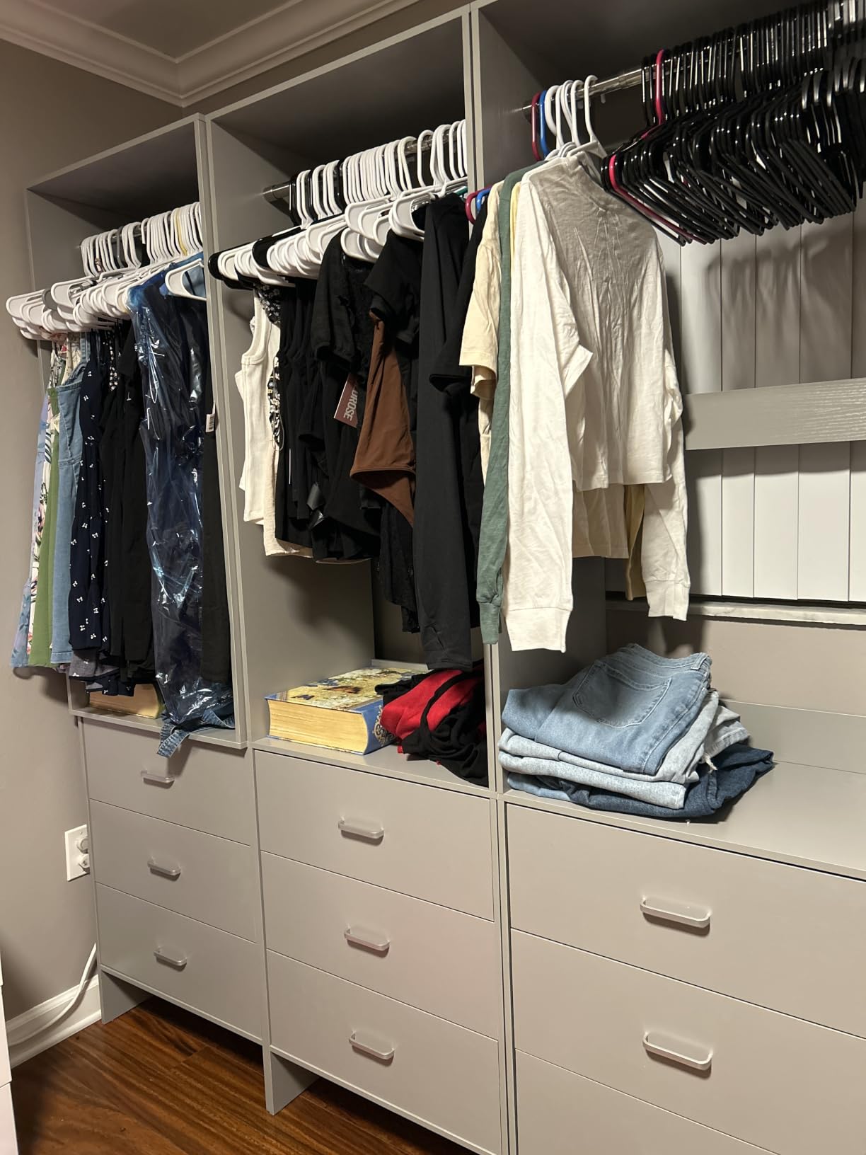 Aheaplus Closet System Closet Organizer, Wood Closets Organizer System, Walk-in Closet or Wardrobe, Clothes Rack with Hanging Rods, 8FT Closets, Set of 4, White customer photo 1
