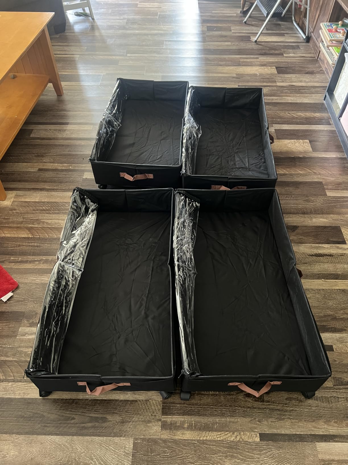 Under Bed Storage with Wheels 2-Pack, Under Bed Storage Containers 66L Clear Lids, Rolling Storage Drawers for Clothes Shoes Blankets, Underbed Organizer Bins (30