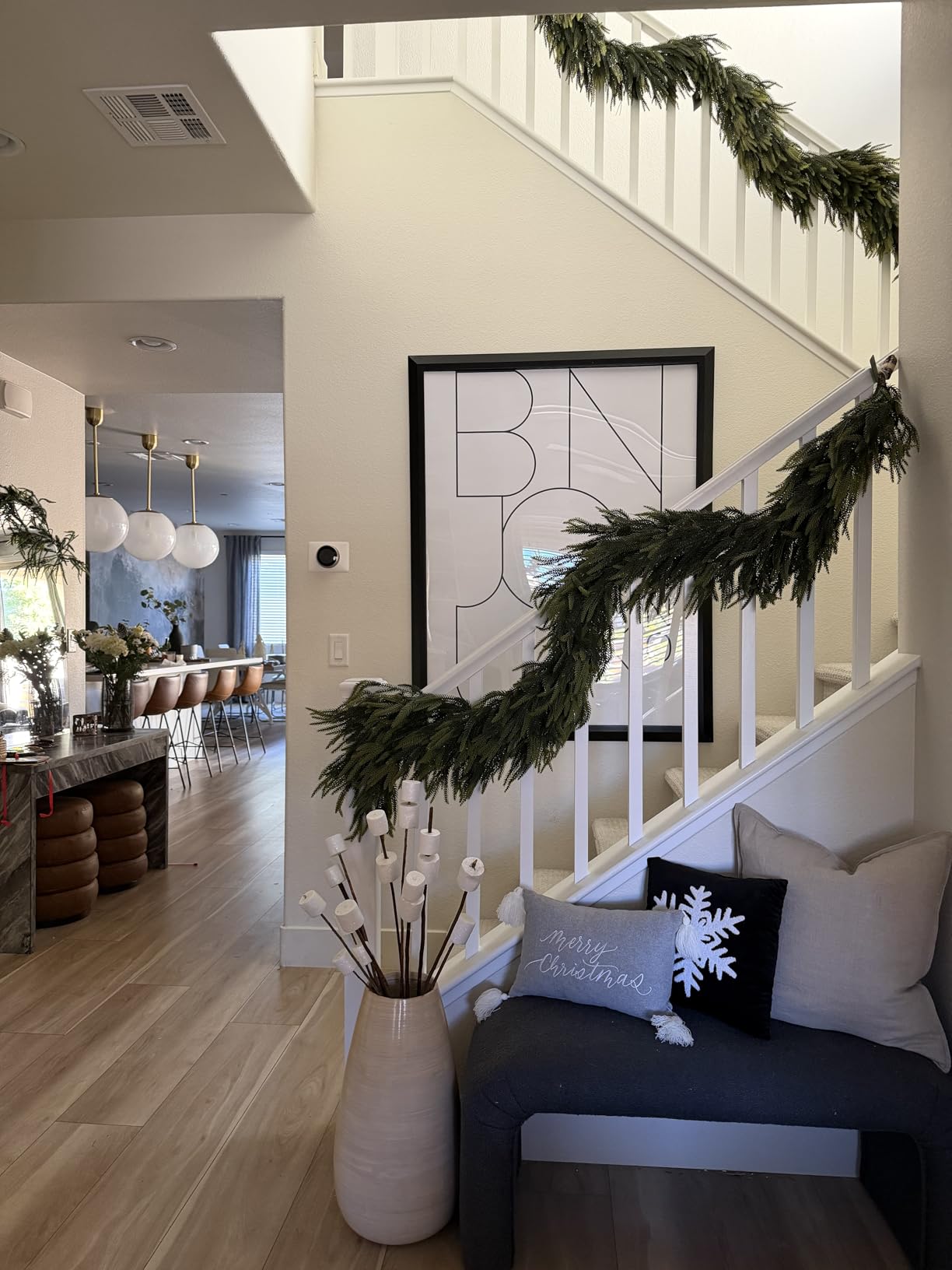 Christmas Decorations - 6FT Artificial Norfolk Pine Greenery Garland, Real Touch Christmas Garland for Mantel, Staircase, Fireplace, Front Door, Indoor & Outdoor Holiday Decor customer photo 1