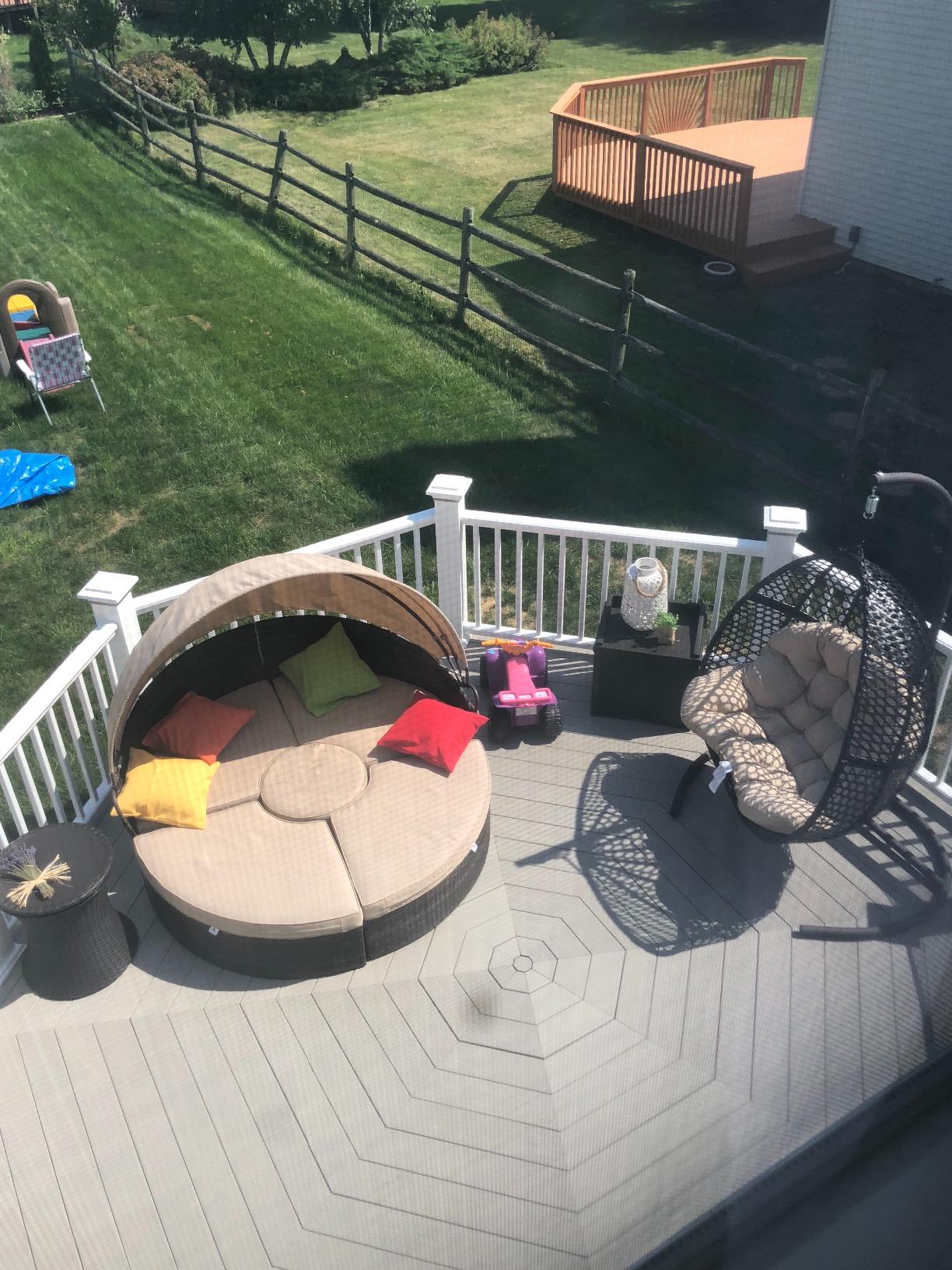 SUNCROWN Outdoor Patio Round Daybed with Retractable Canopy, Black Wicker Furniture Sectional Couch with Washable Cushions, Backyard, Porch customer photo 2