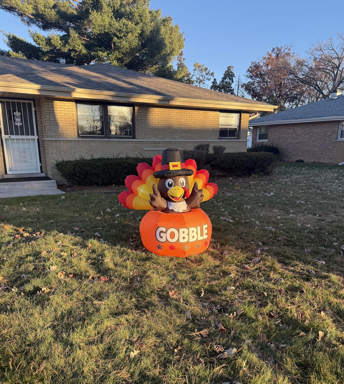 GOOSH 4FT Thanksgiving Inflatables Turkey Outdoor Decorations with Built-in LED Lights, Blow Up Turkey with Pumpkin for Lawn Yard Garden Party House Holiday Decor customer photo 2
