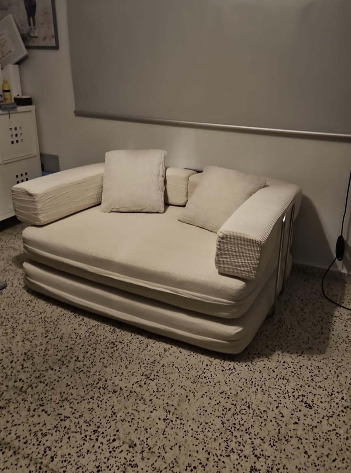 4 in 1 Convertible Sofas Boneless Couches with 2 Pillow, Modern Corduroy Futon Bed, Modular Queen Sofa with Pull-Out Bed, LoveSeat for Living Room, Small Space Apartment, Beige customer photo 1