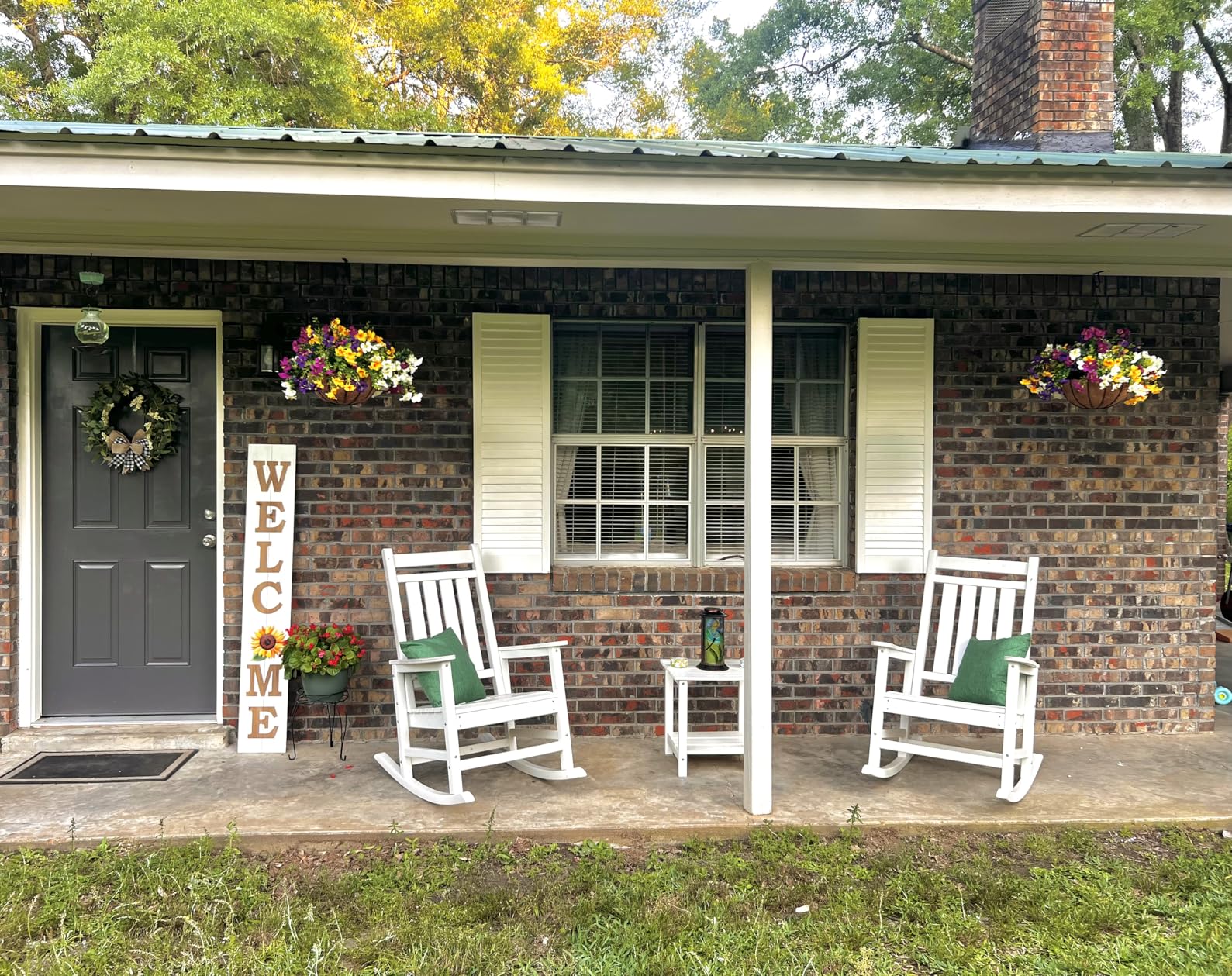 GarveeLife Poly Lumber Rocking Chair Outdoor Set of 2 with Side Table - HDPE High Back Porch Rocker Chairs for Adults - All Weather Resistant Furniture for Patio - White customer photo 2