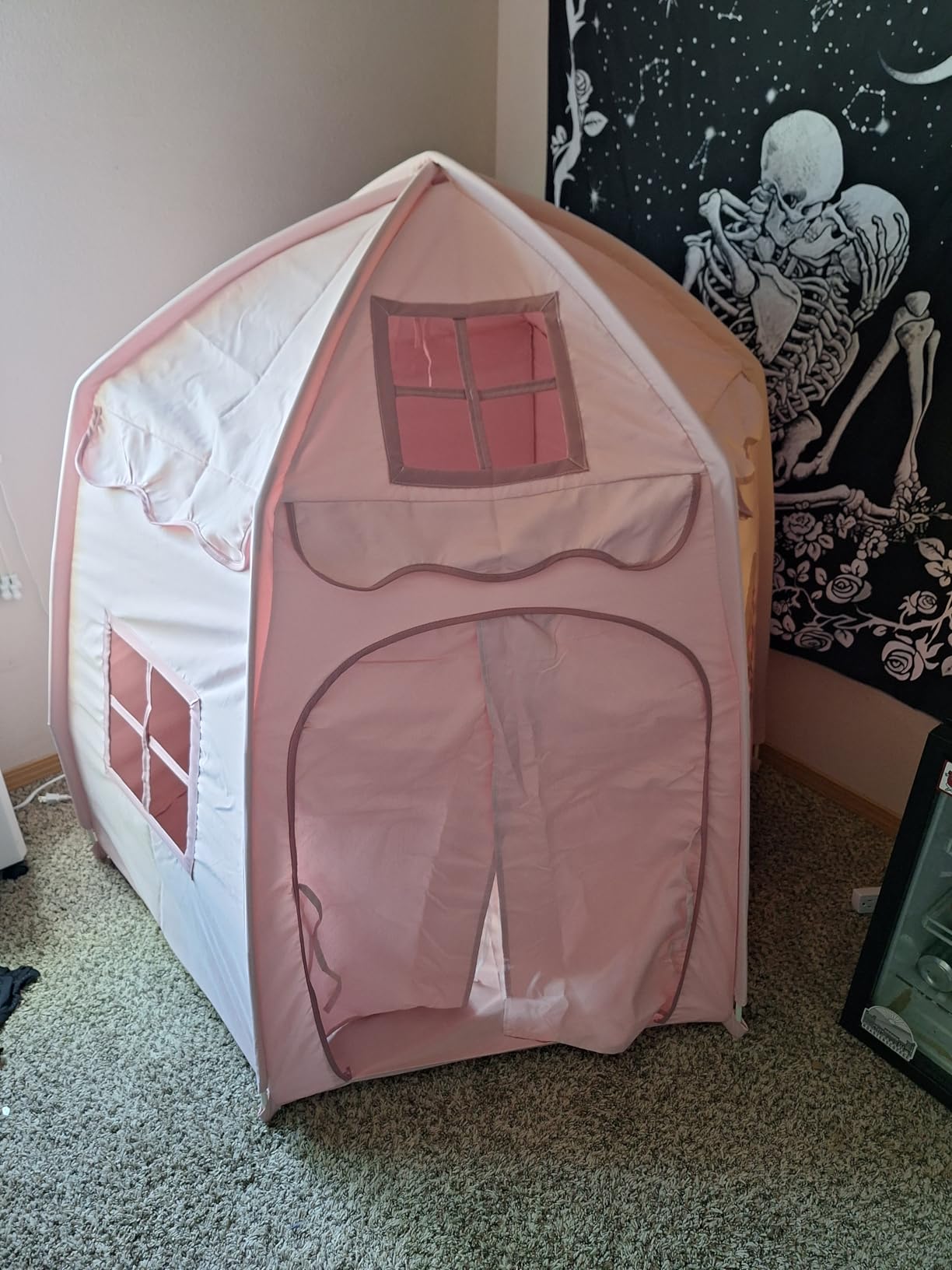 besrey Large Kids Play Tent with Star Lights, 1 Door & 3 Windows, White | Hexagonal Toddler Playhouse and Children's Fort for Indoor & Outdoor Play, 61 x 31.5 x 51 in customer photo 2