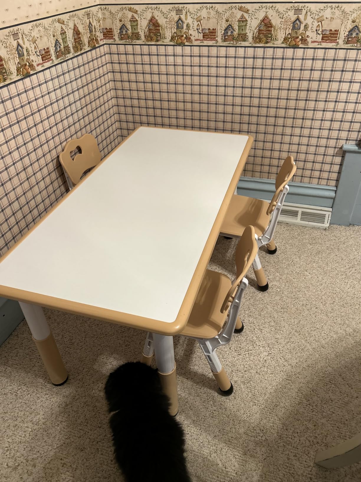 Kids Table and Chairs Set, Height Adjustable Desk With 6 Seats for Ages 2-12, Arts & Crafts Table, Graffiti Desktop, Non-Slip Legs, Max 300lbs, Children Multi-Activity Table for Classrooms, Daycares, Home customer photo 2