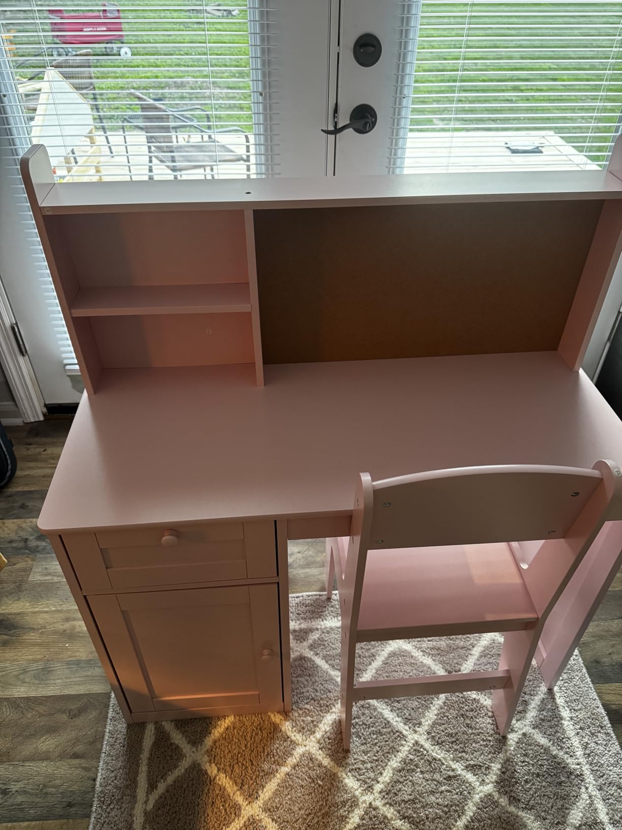 White Kids Study Desk with Chair, Kids Desk Chair Set for 5-12 Years Old | Children Wooden Study Table with Hutch & Storage Cabinet, Student Writing Table Computer Workstation for Girls and Boys customer photo 1