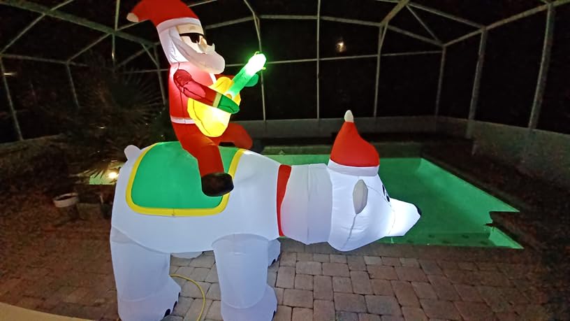 7FT Christmas Inflatable Santa Claus Riding Bear with Shaking Head and LED Lights, Christmas Blow up Yard Decorations with Recording function and Music for Xmas Holiday Party Indoor Garden Lawn customer photo 1