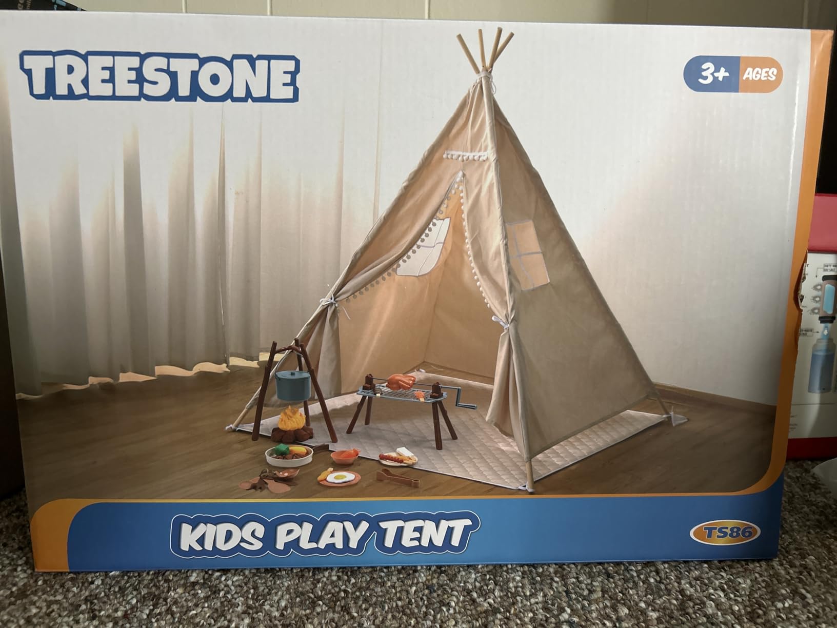 Teepee Tent for Kids with BBQ Pretend Play Toys, Spacious 60
