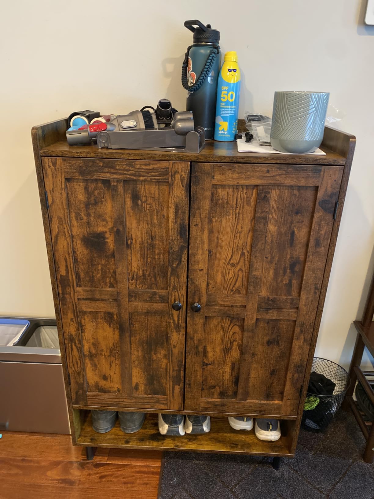 Black 7+1 Tier Farmhouse Shoe Storage Cabinet - 45