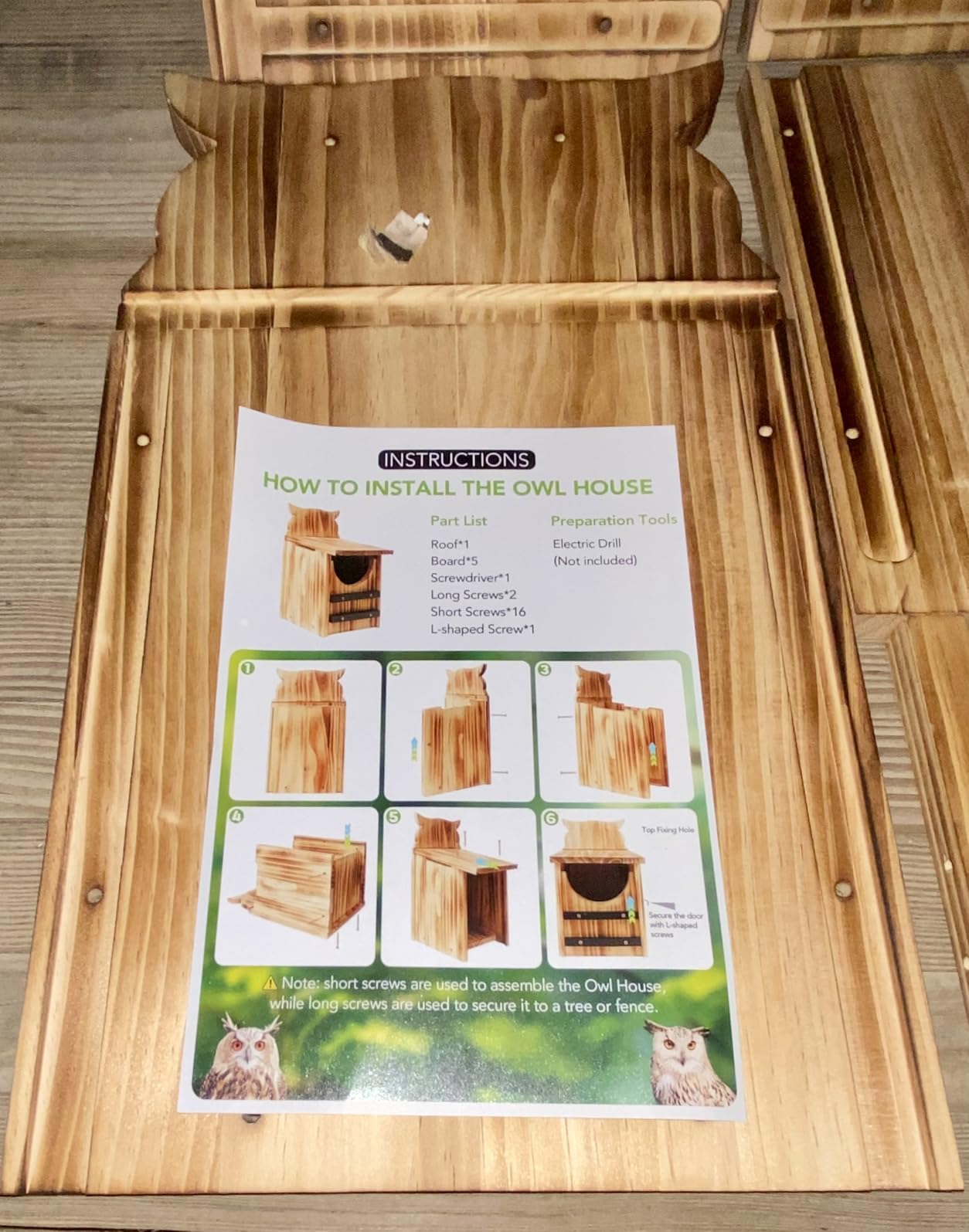 Owl House for Outdoors, Cedar Owl Nesting Box, Large Bird House | Durable Carbonized Wood Shelter for Wildlife, Birds, Owls, Ideal Garden Decor, Gift for Bird Lover (Assembly Required) customer photo 2