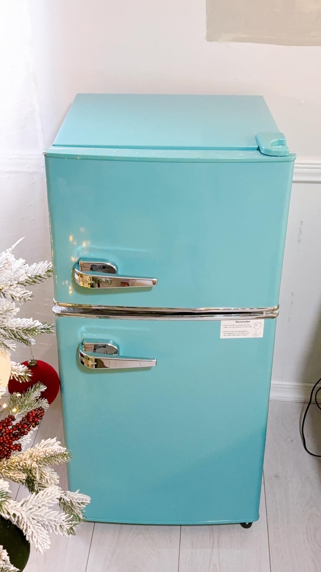 Anukis 3.2 Cu.Ft Retro Refrigerator with Freezer, 2 Door Mini Fridge with Adjustable Thermostat, Small Refrigerator for Apartment, Dorm, Office, Family, Basement, Garage (Mint green) customer photo 2