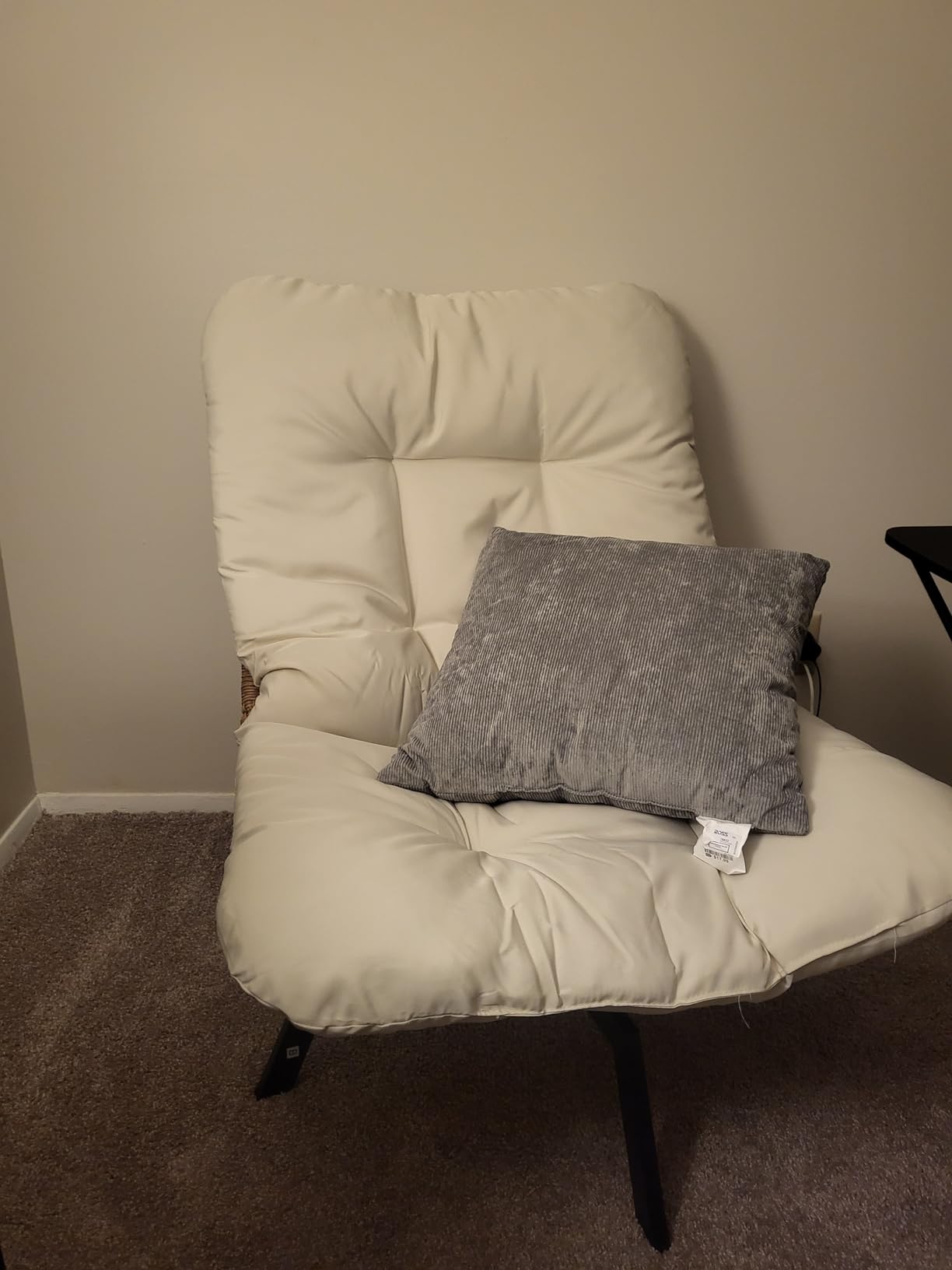 Accent Chair Modern Wicker Swivel Living Room Chairs with Oversized Seat & Cushion, Papasan Chair Metal Frame, Phone Pocket for Bedroom, Study, Balcony, Beige customer photo 1