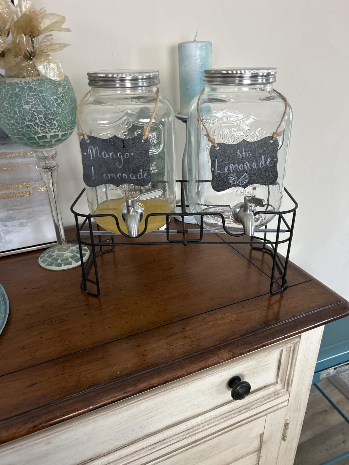 KIKCOIN 1 Gallon Glass Drink Dispensers, 2 Pack customer photo 2