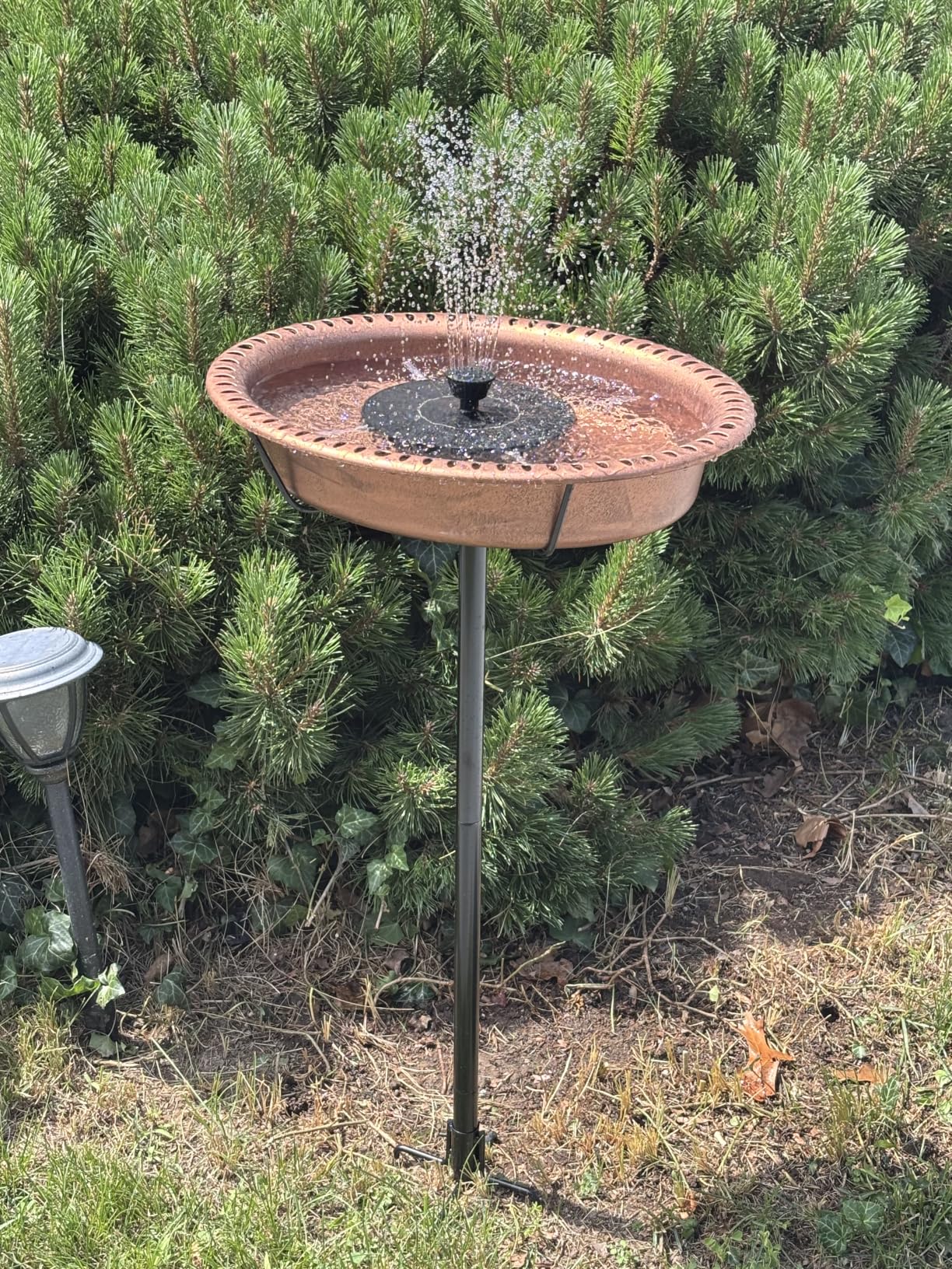 VIVOHOME Oval Bird Bath with Solar Fountain and Metal Ground Stake, Green | Solar-Powered Pump, Weather-Resistant ABS, 1.3-Gallon Capacity, for Outdoor/Garden, Bird-Friendly, Easy to Clean customer photo 1