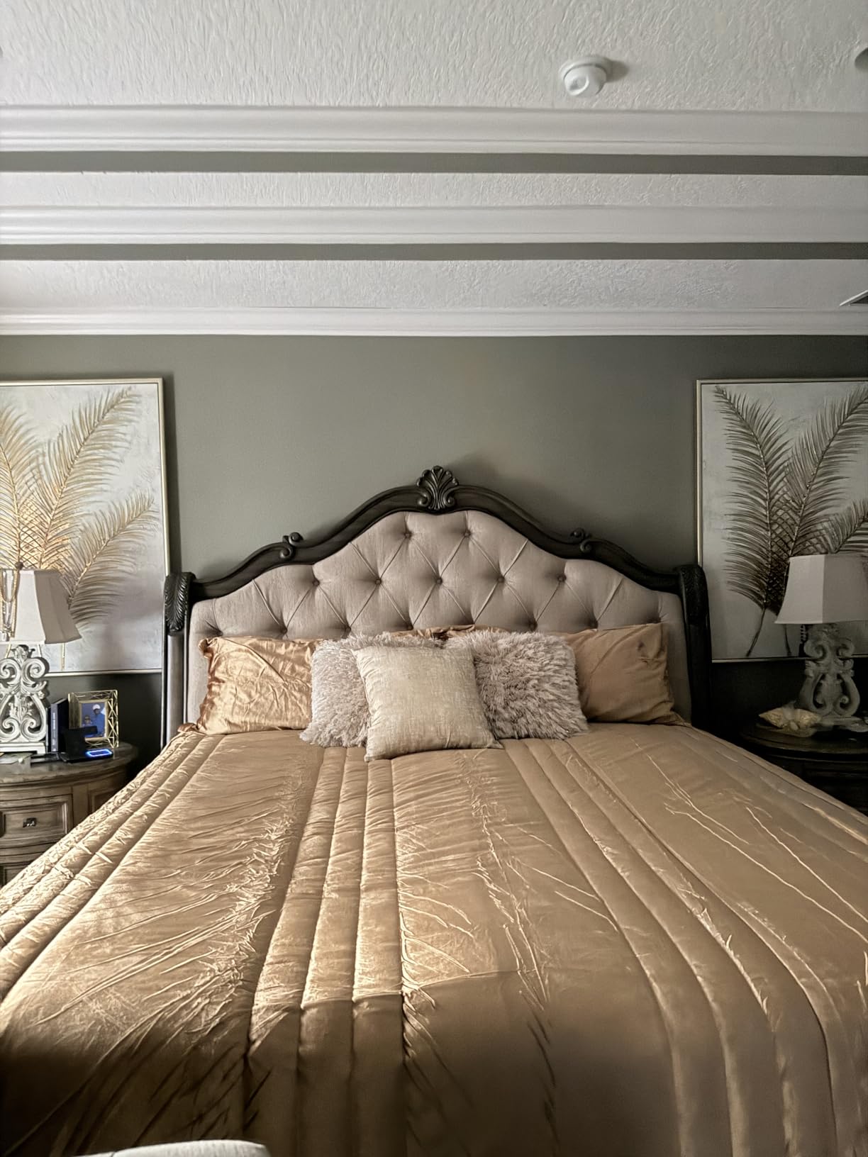Luxury Gold Velvet California King Size Bedding Comforter Set 3 Pieces | All Season, Cozy Breathable Fluffy, Modern, Striped customer photo 1