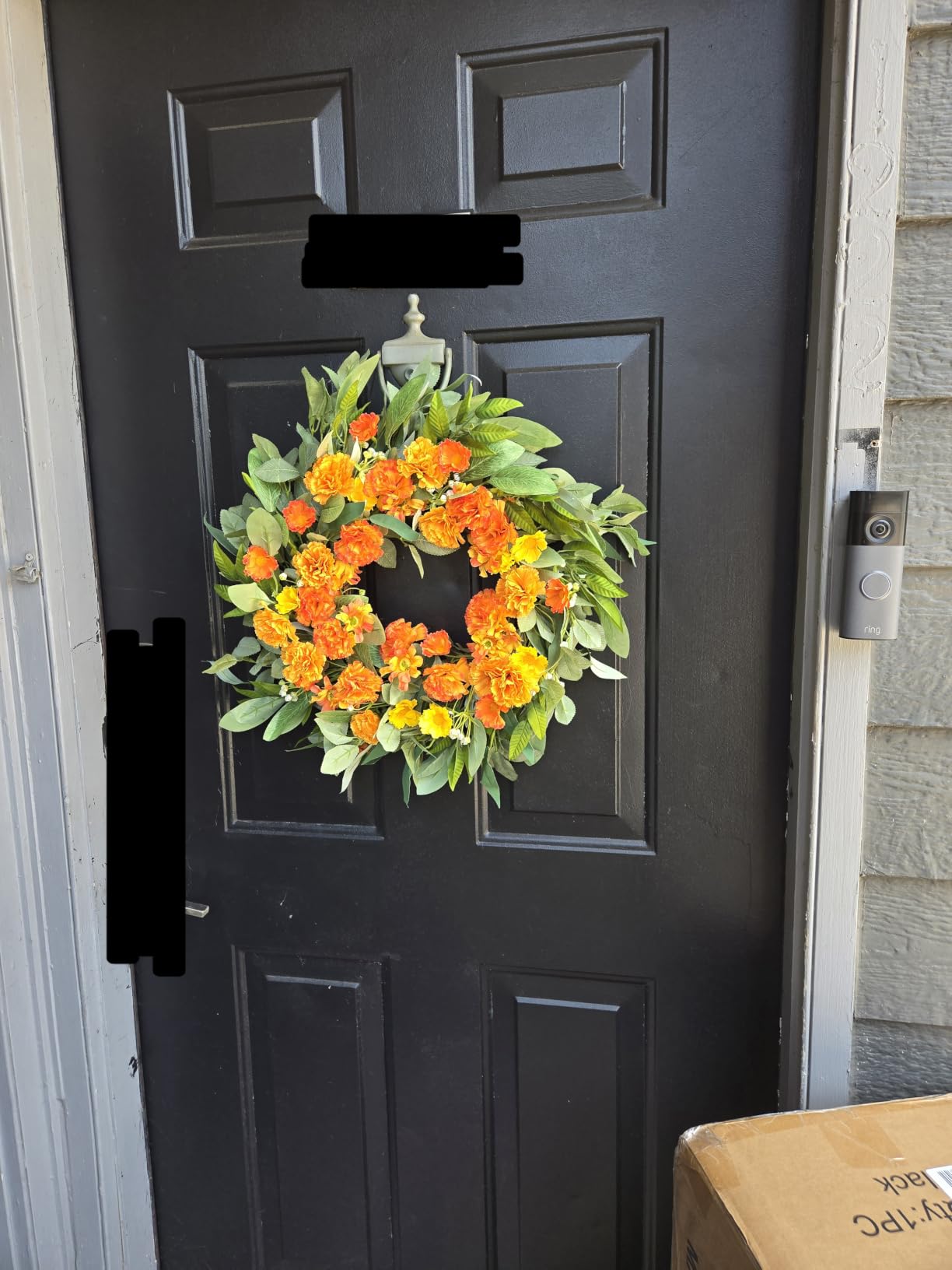 24 Inch Summer Wreaths for Front Door with Carnations, Daisies and Eucalyptus - Artificial Spring Summer Front Door Wreath for Farmhouse, Porch, Window, Wedding, Celebration, Indoor Outdoor Home Décor customer photo 2