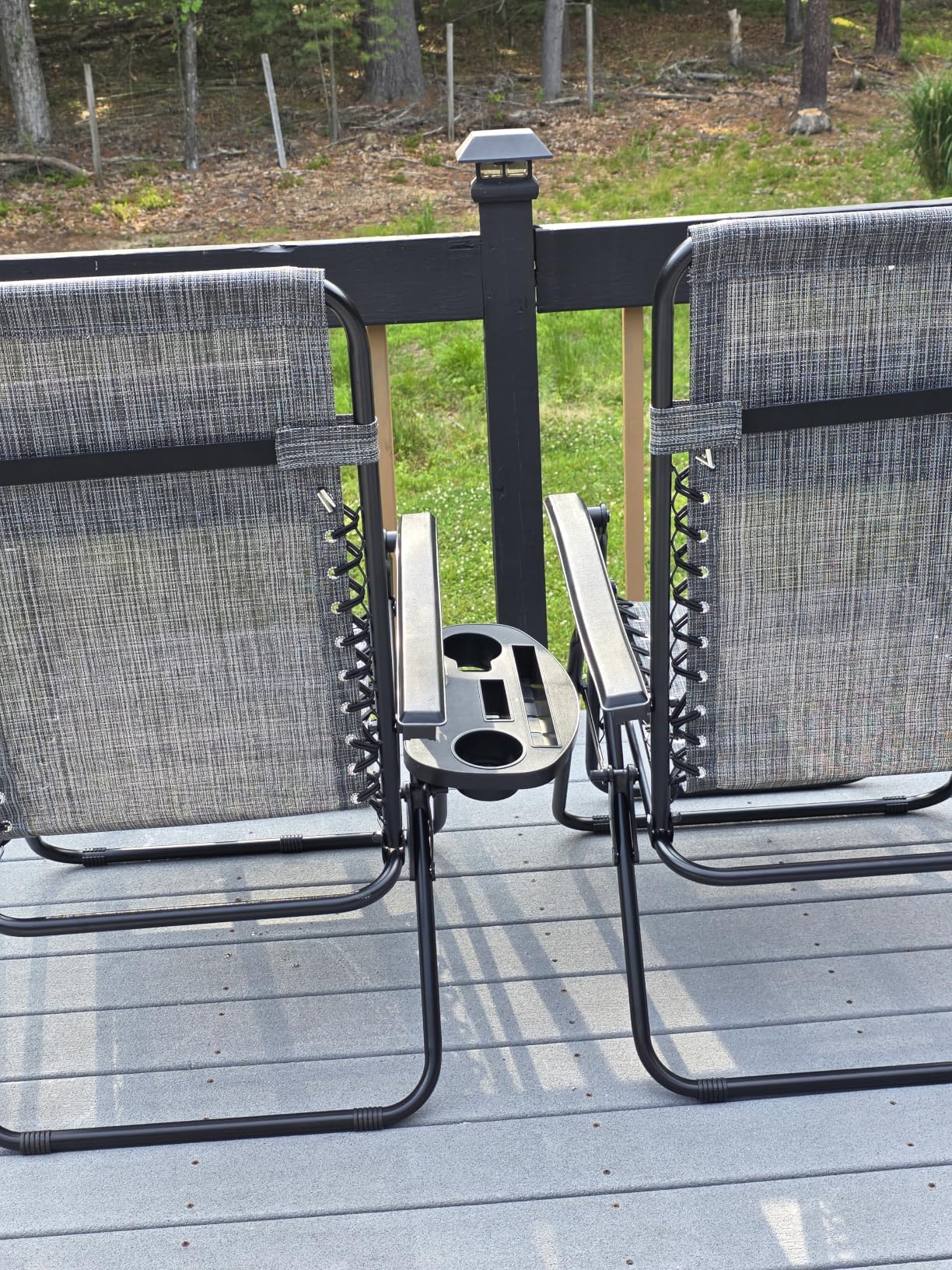 JEAREY Zero Gravity Lounge Chairs Set of 2, Adjustable Steel Mesh Recliners with Pillows and Cup Holder Trays for Patio, Garden, Beach, Black customer photo 1