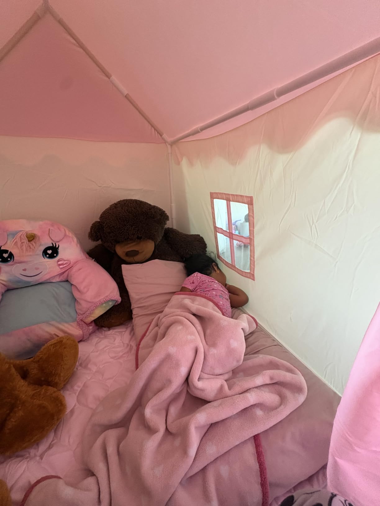 Kids Tent for Girls Indoor: with Mat, Star Lights - Pink Play Tents for Kids Indoor Playhouse - Princess Tent for Playroom Gift for Girls Birthday (Pink W/Cloth) customer photo 2