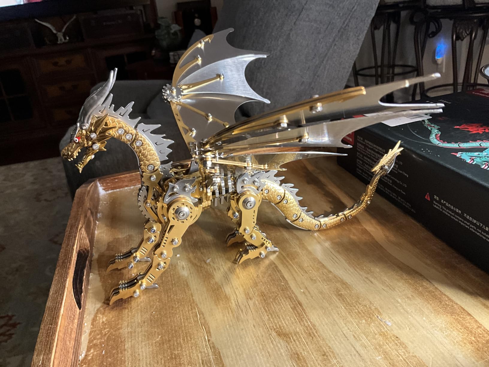3D Metal Puzzles for Adults, Mechanical Dragon Model Kit customer photo 2