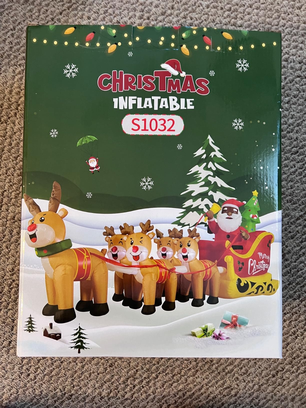 5FT Christmas in July Inflatable Blow Up Decorations, Hula Santa Claus Fishing for Gift Box by Palm Tree, Summer Hawaiian Tropical Beach Built-in LEDs for Holiday Party, Garden, Lawn, Yard customer photo 2