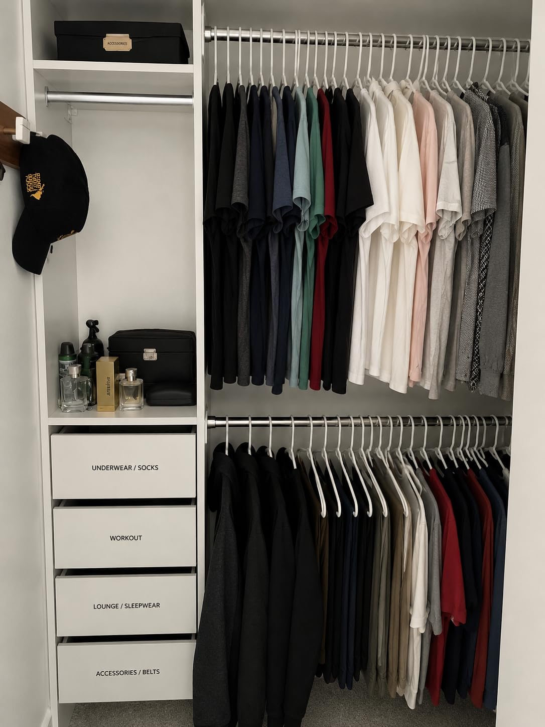 SONGMICS closet system, customizable walk-in closet organizer system with adjustable hanging rods and drawers, white, fits spaces 6.5-10.2 ft customer photo 2