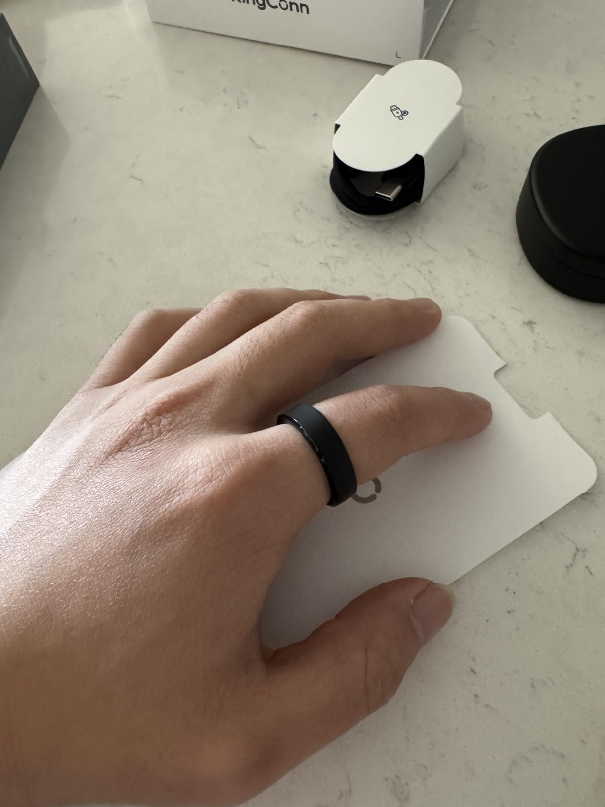 RingConn Gen 3 Smart Ring - Vascular Trends (Size 13, Matte Black) | No App Subscription, Vibration Alerts, Sleep, Fitness & Heart Rate, 14-Day Battery Life, Size Before You Buy customer photo 2