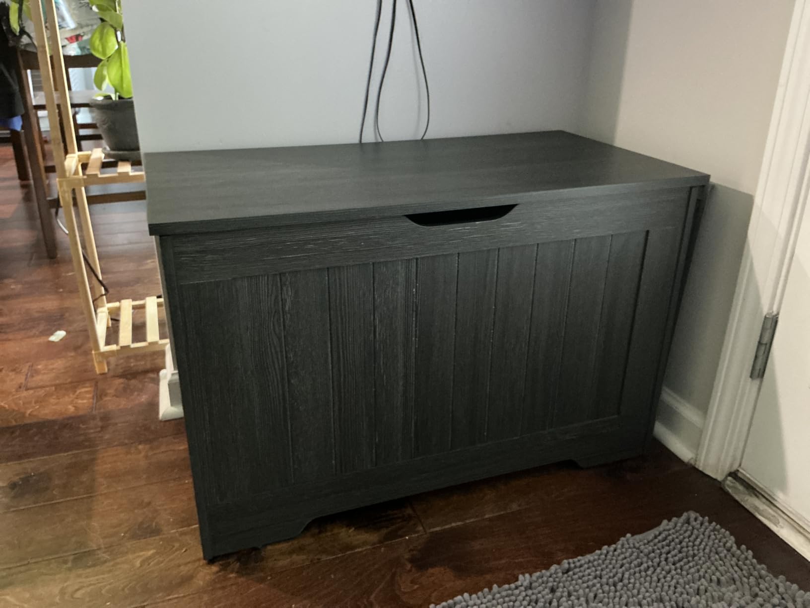 VASAGLE ELLAN Collection - Boho Storage Bench with Rattan Look, Storage Chest with Rounded Corners, Blanket Chest and Trunk with Seat for Bedroom Entryway, Natural Brown ULSB503KC01 customer photo 1