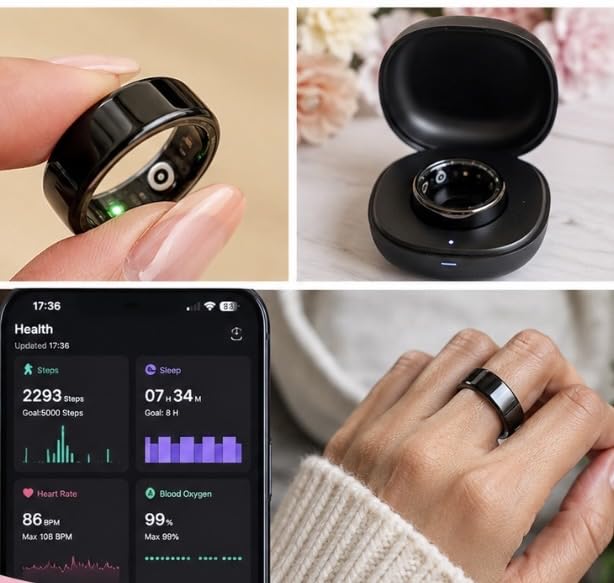 Smart Ring for Women Men, Fitness Tracker Ring with Heart Rate, Sleep Monitoring, Blood Oxygen, Step Counting for iOS and Android, No Subscription Fee, Waterproof (Silver, 8) customer photo 1