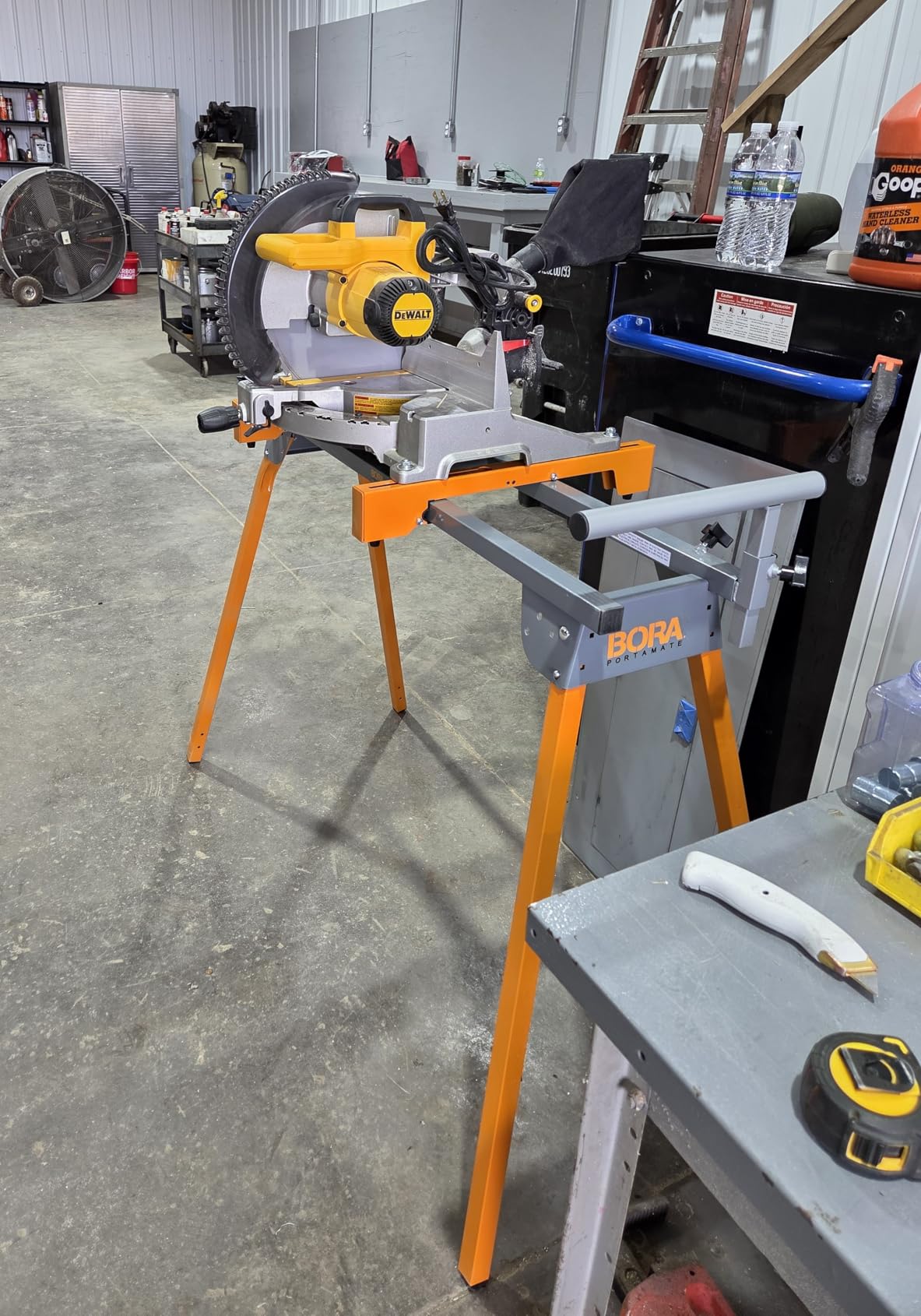 BORA Miter Saw Stand Universal Fit Heavy Duty Portable Design - PM-4000 | Folding miter saw table, quick-release tool mounts, 500-lb load capacity, 114 inches of support, mitre chop saw stand customer photo 1