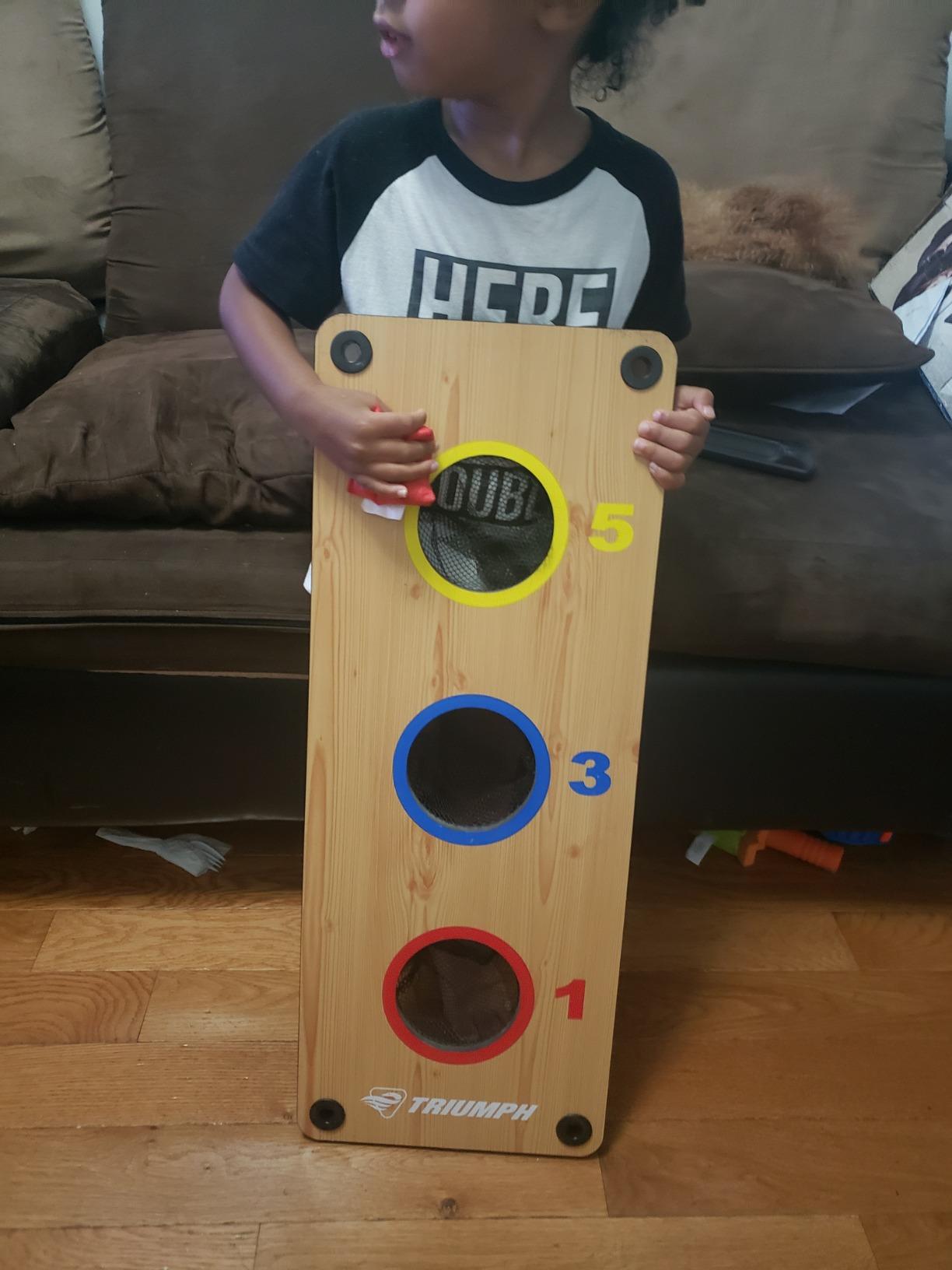Triumph Sports 2-in-1 Bean Bag Toss Board Set with Washers & Bean Bags for Tossing, Dual-Sided Boards Feature Multi-Colored Targets & On-Board Scoring - Perfect for BBQs, Tailgating & Parties customer photo 2