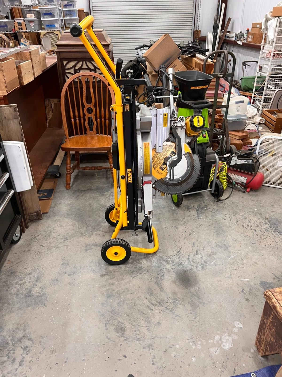 DEWALT Miter Saw Stand With Wheels, 32-1/2 in. x 60 in Foldable Rolling Stand, Adjustable Height, Durable Steel, 8 ft. Material Support, Universal Mounting Rails (DWX726) customer photo 2