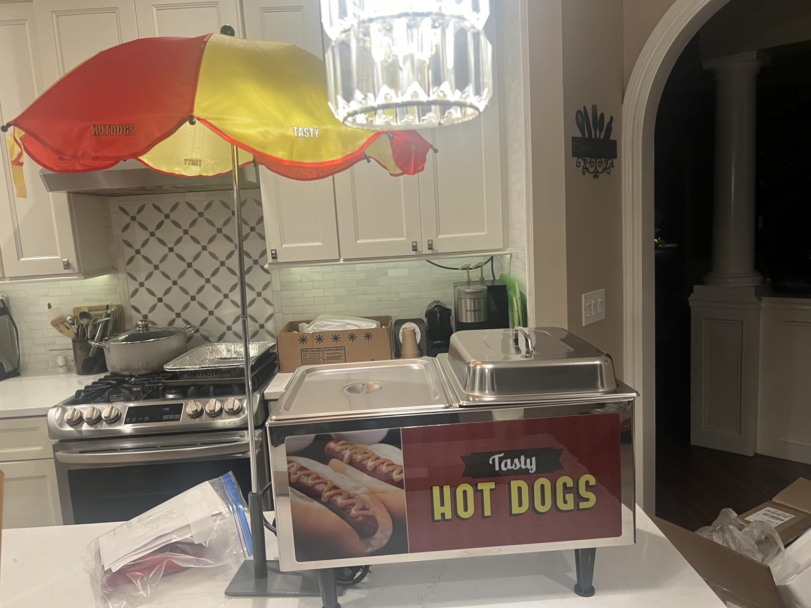 Benchmark 60072 Mini Cart Hotdog Steamer, 120V, 1200W, 10A, Stainless Steel | Wheels, Adjustable thermostat, 1200W power, Great for Hot Dogs, Sausages, Concessions and Foodservice customer photo 2