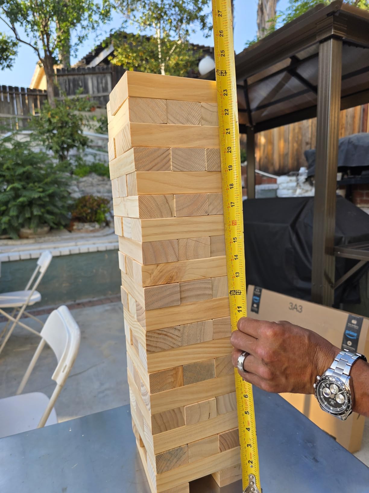 Garden Games Big Game Hunters Giant Tumble Towers, 58 Piece Wooden Block Game, 5 ft. Tall Stacking Backyard Indoor Outdoor Game for Kids Adults Family, Jumbo Splinter Resistant Blocks customer photo 2