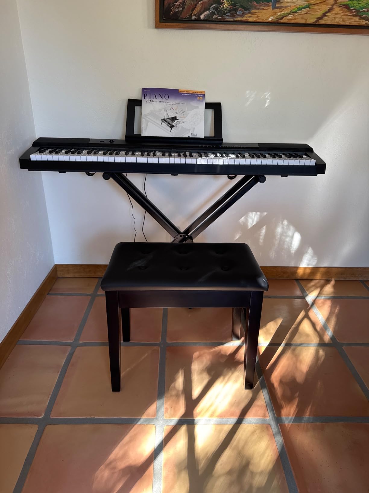 SONGMICS Piano Bench with Padded Cushion and Storage Compartment for Music Books, Vanity Stool, Tufted Wooden Piano Seat, 13.8 x 22 x 19.5 Inches, Black ULPB55H customer photo 2