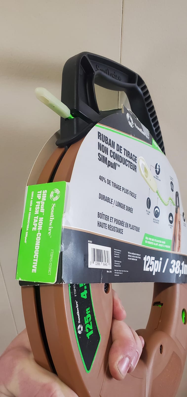 Southwire Non-Conductive Fish Tape - Ensures Safe Pulls in Live Conduit - Spiral Extruded Polymer - Low Friction - Rust Resistant - Flexible Design - 125 ft x 4.5 mm customer photo 2