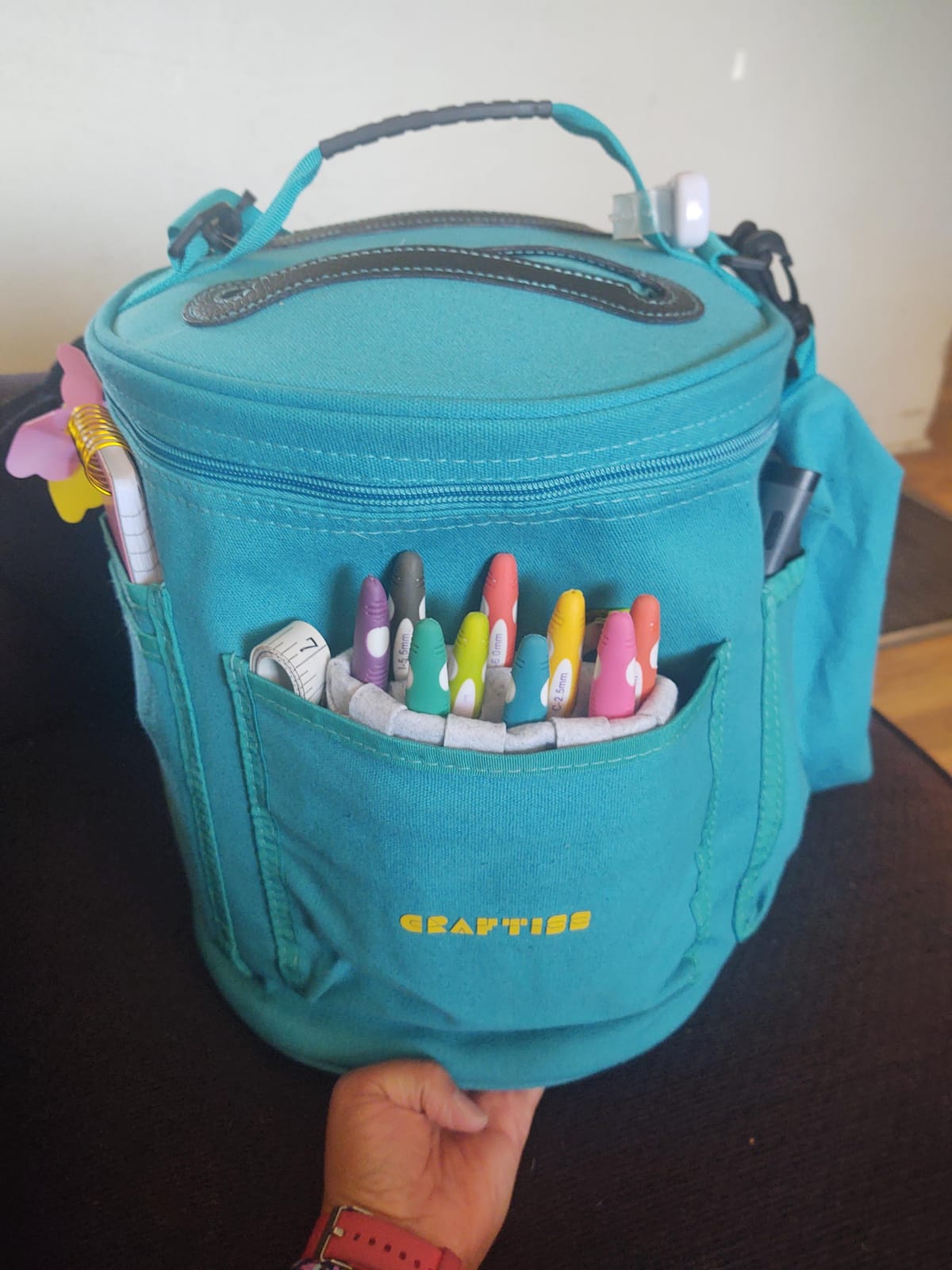 CRAFTISS Crochet Bag Organizer & Yarn Storage Bag, Knitting Bag and Yarn Holder with Removable Divider, Holds Skeins, Hooks, Needles & Accessories, Crochet Gifts for Women (Turquoise) customer photo 1