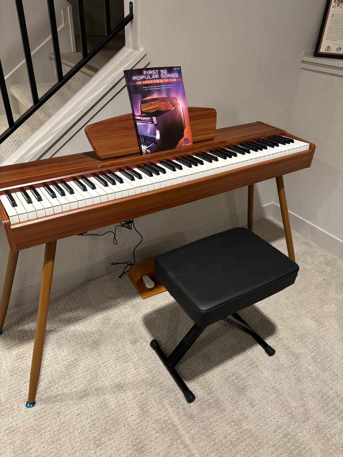 RockJam RJKBB100 Adjustable Padded Piano Bench, Keyboard Stool | Padded piano bench with 4 height settings and folding steel X frame for keyboard players, kids and adults customer photo 1