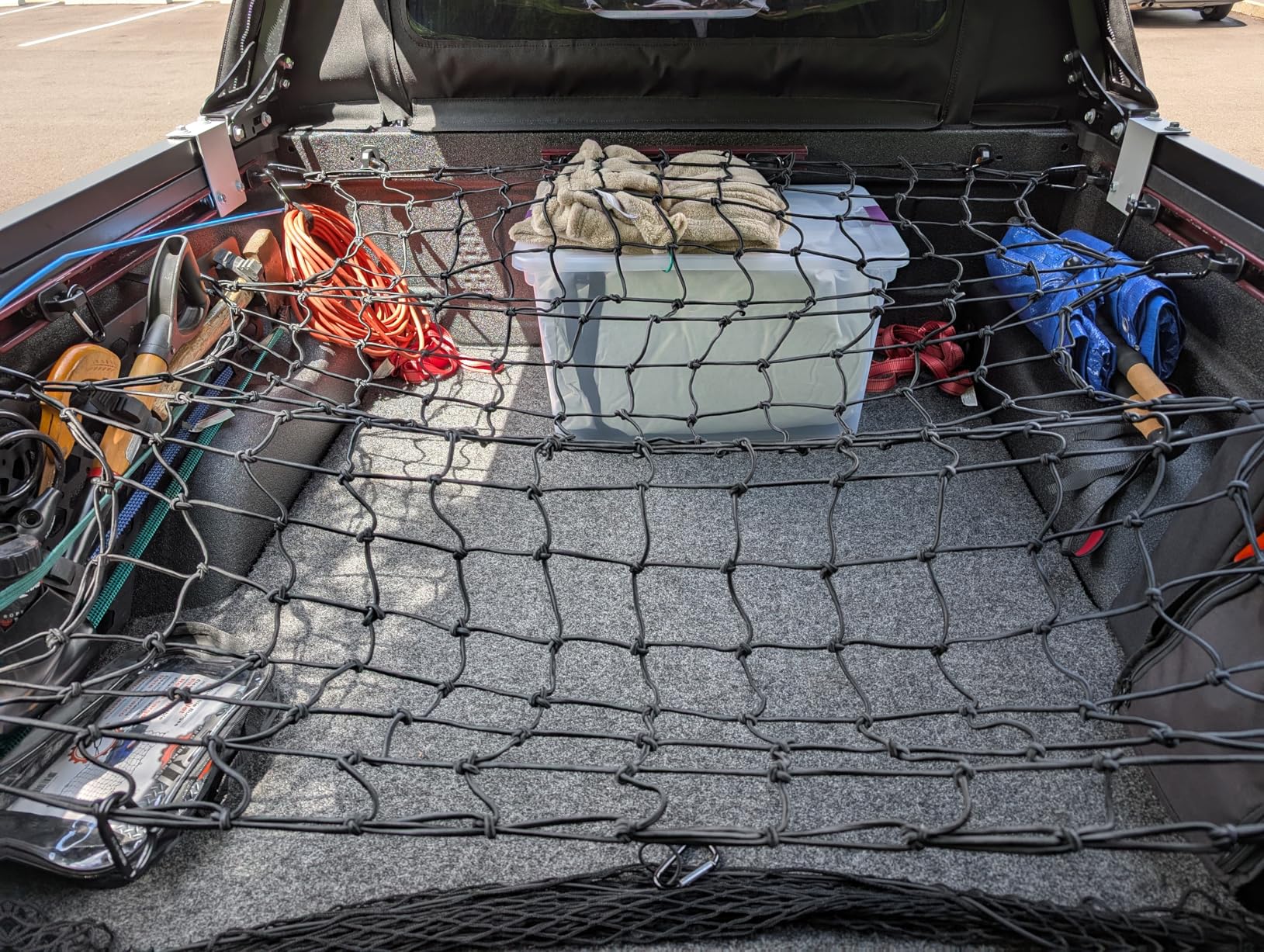 Truck Bed Cargo Net - 4 x 6 Foot, Heavy-Duty Elastic Mesh with 12 Black Clips and Storage Bag for Pickup for Cargo Netting, Securing Loads in Trailers, SUVs & Roof Racks customer photo 2